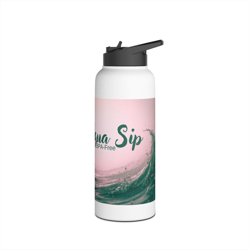 Aqua Wave Stainless Steel Water Bottle, Hydration Gift, Outdoor Adventure, Beach Vibes, Eco-Friendly, Travel Companion