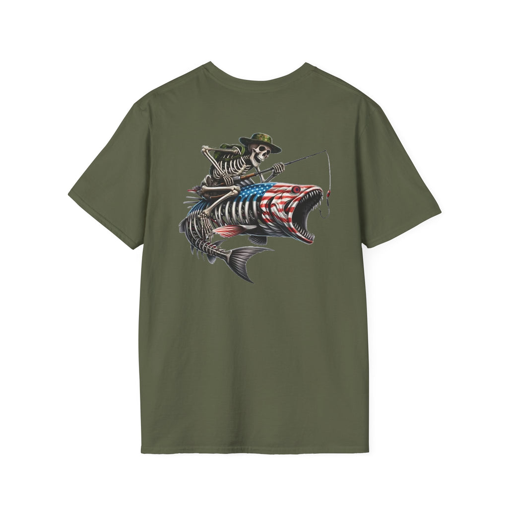 Patriotic Fishing Tshirt, American Flag Tee, 4th of July Shirt, USA Independence Day Top, Patriotic Graphic Tee, Unisex Patriotic