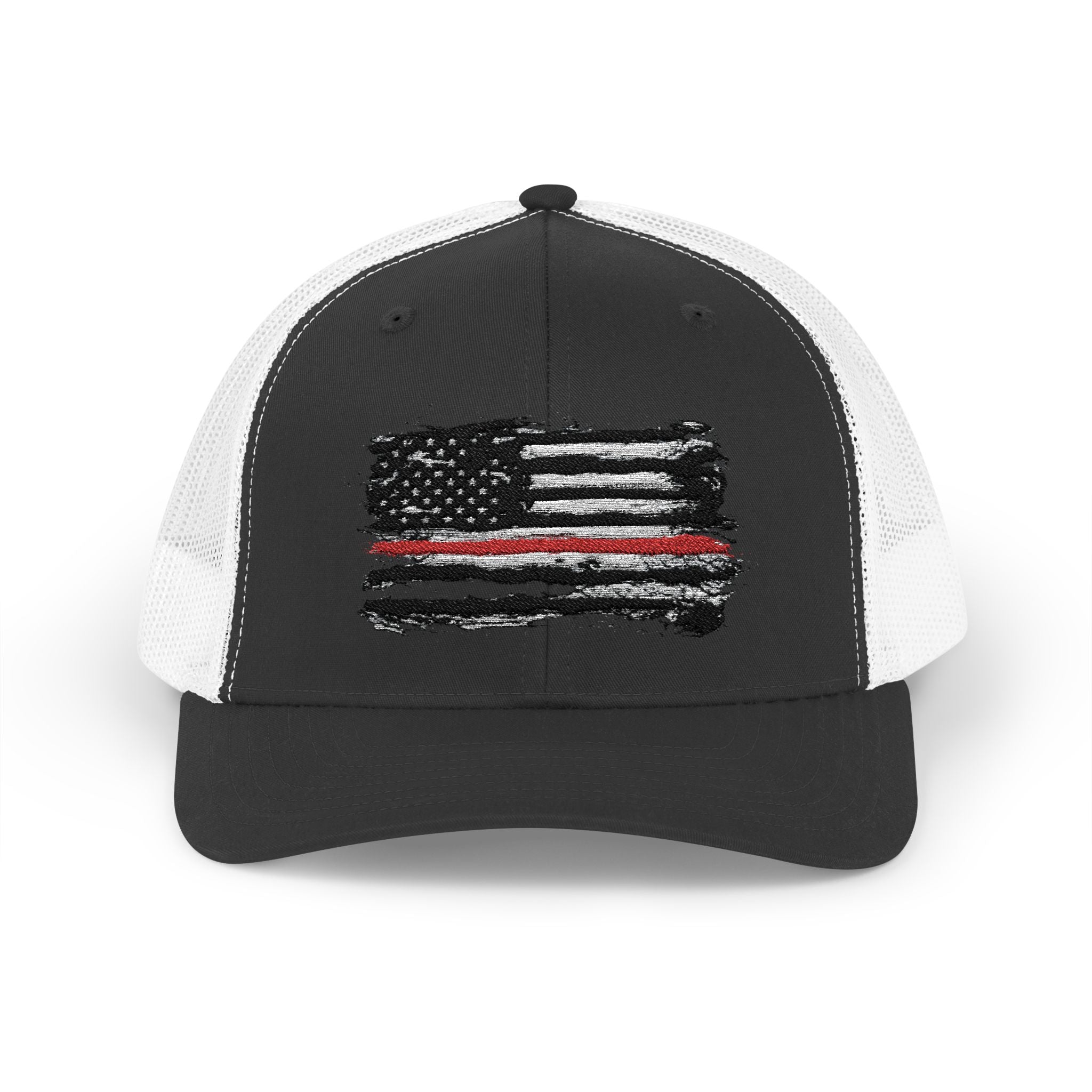 Thin Red Line Patriotic Snapback Trucker Cap with Thin Red Line Design, Ideal for First Responders, Supportive Gifts, Everyday Wear