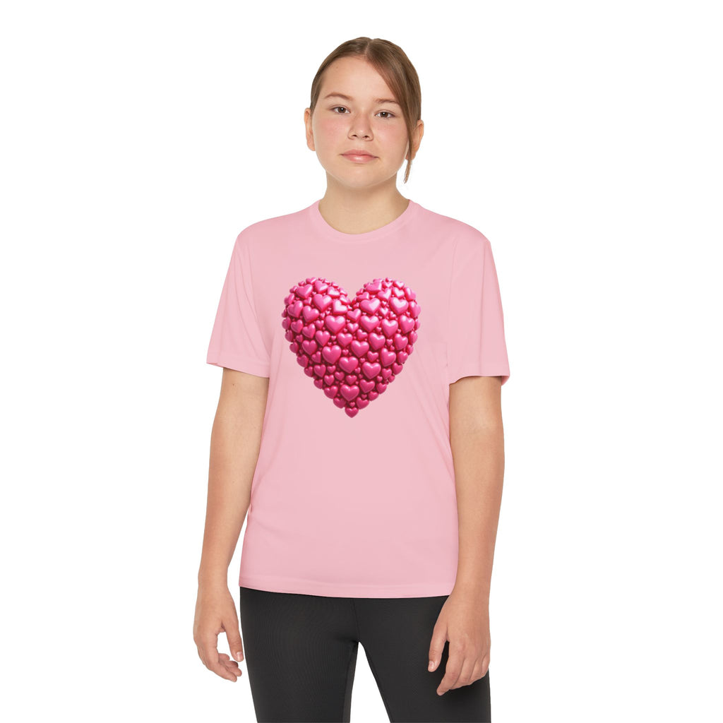 Heart Youth T-Shirt Sports Graphic Tee, Cool Athletic Shirt for Kids, Perfect for Sports Events, Team Spirit