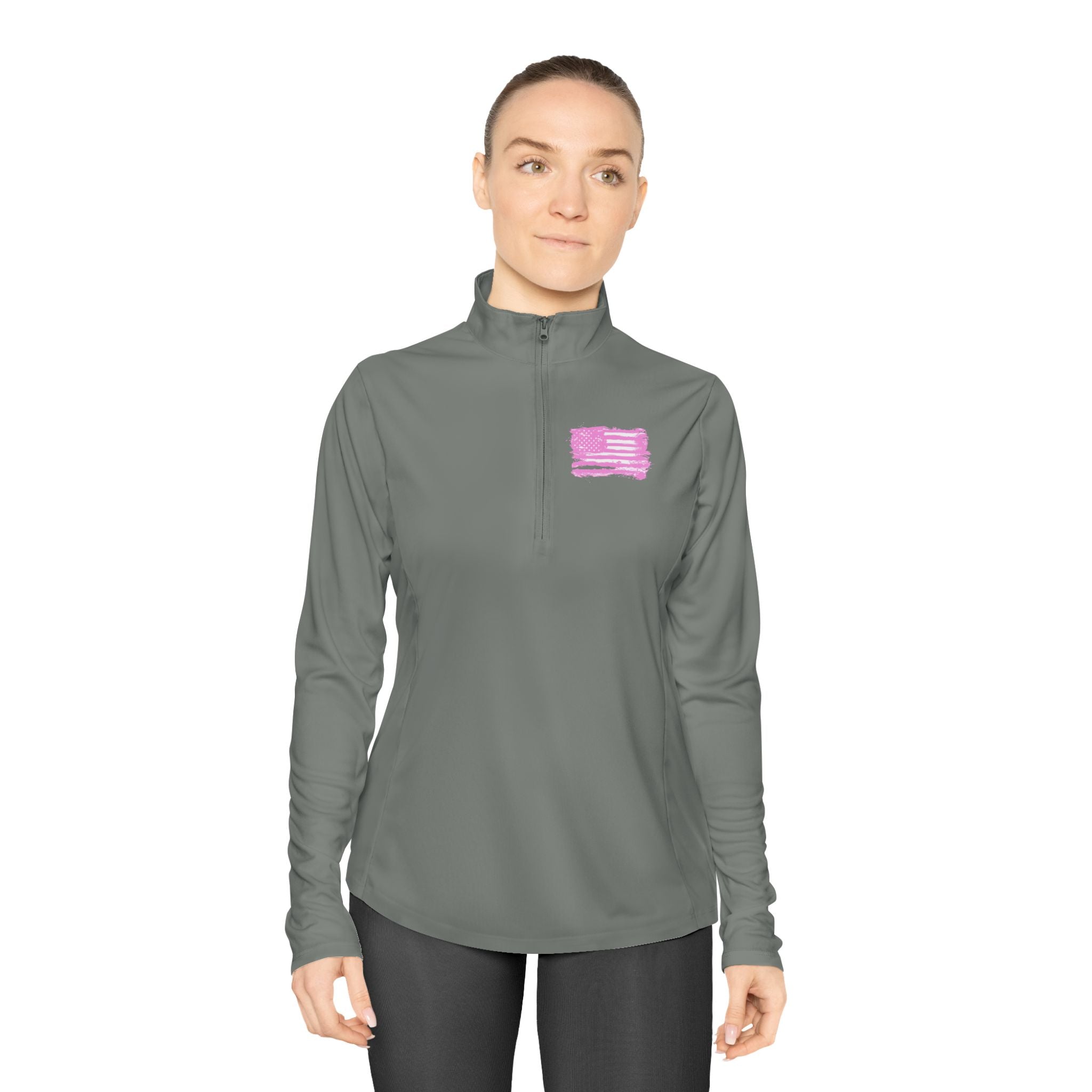 Ladies Quarter-Zip Pullover with Motivational Running Design, Athletic Apparel, Activewear, Sportswear, Fitness Gift, Running Top