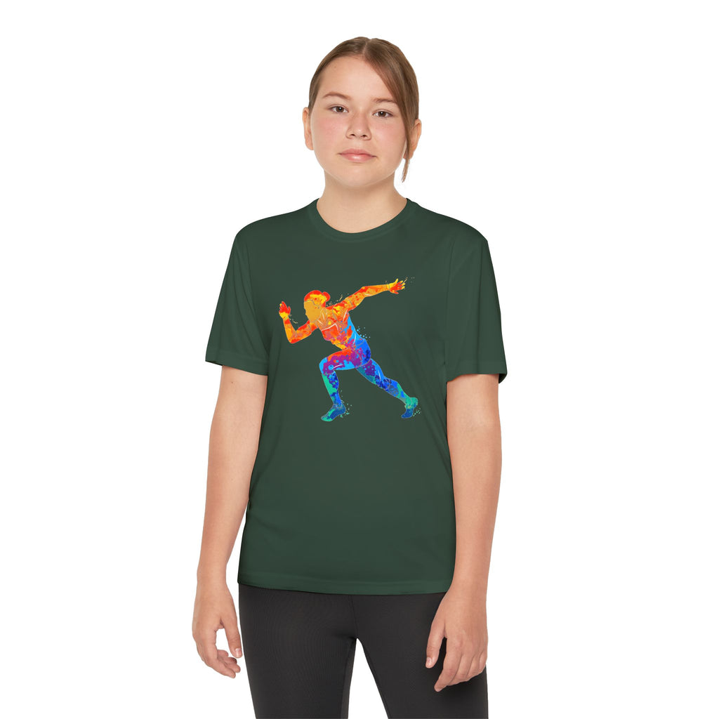 Running Youth T-Shirt Sports Graphic Tee, Cool Athletic Shirt for Kids, Perfect for Sports Events, Team Spirit