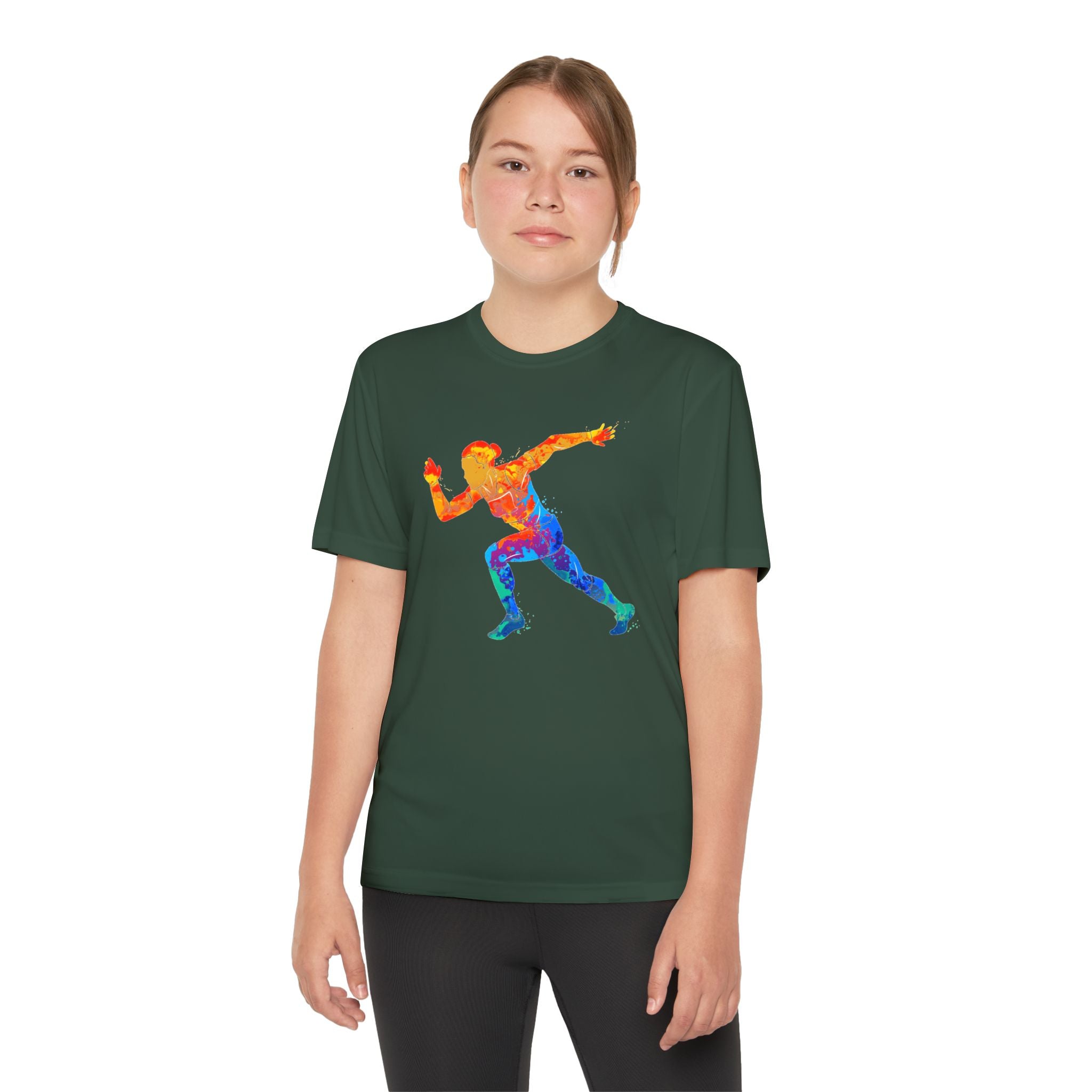 Running Youth T-Shirt Sports Graphic Tee, Cool Athletic Shirt for Kids, Perfect for Sports Events, Team Spirit