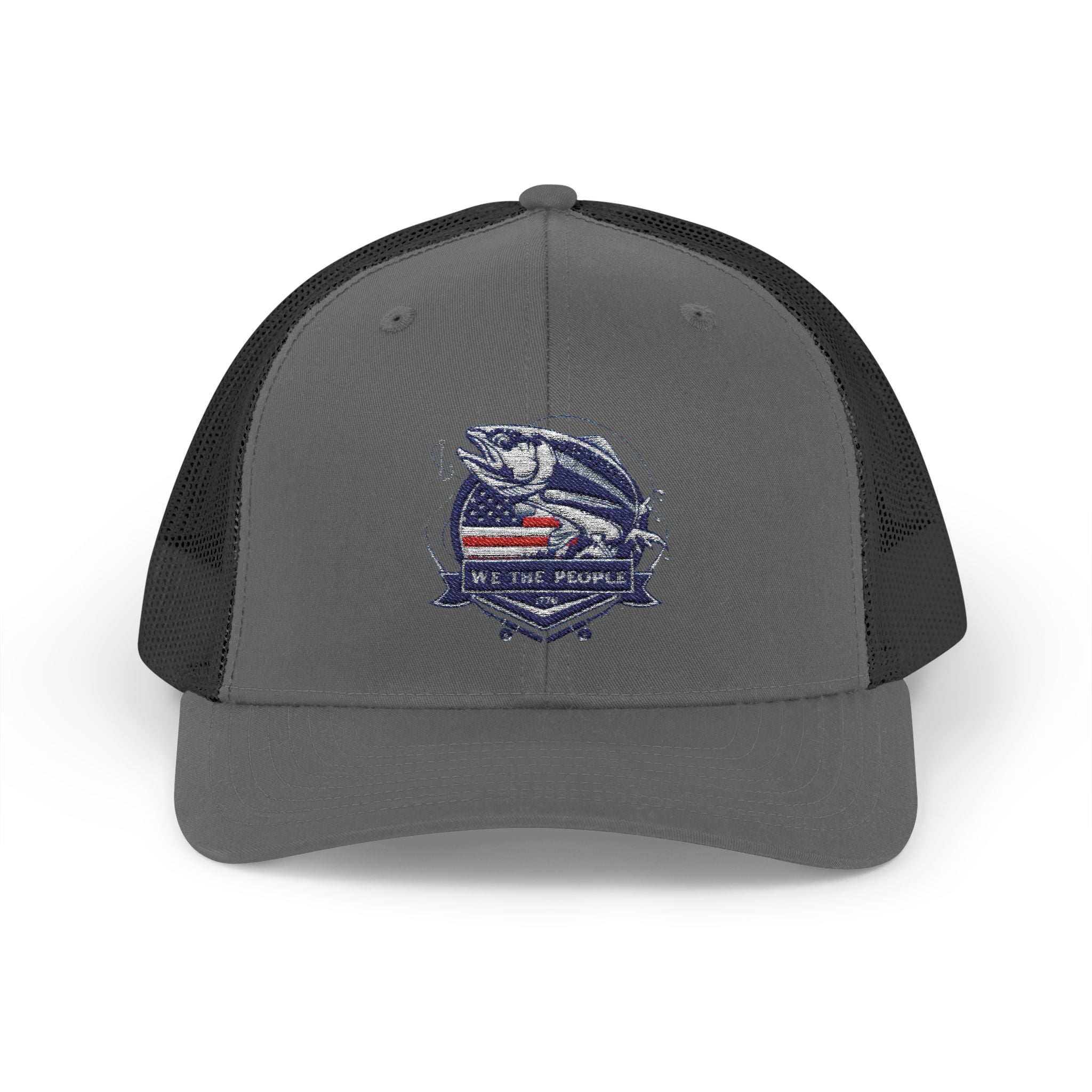 Fishing Patriotic Snapback Trucker Cap with Thin Red Line Design, Ideal for First Responders, Supportive Gifts, Memorials, Everyday Wear