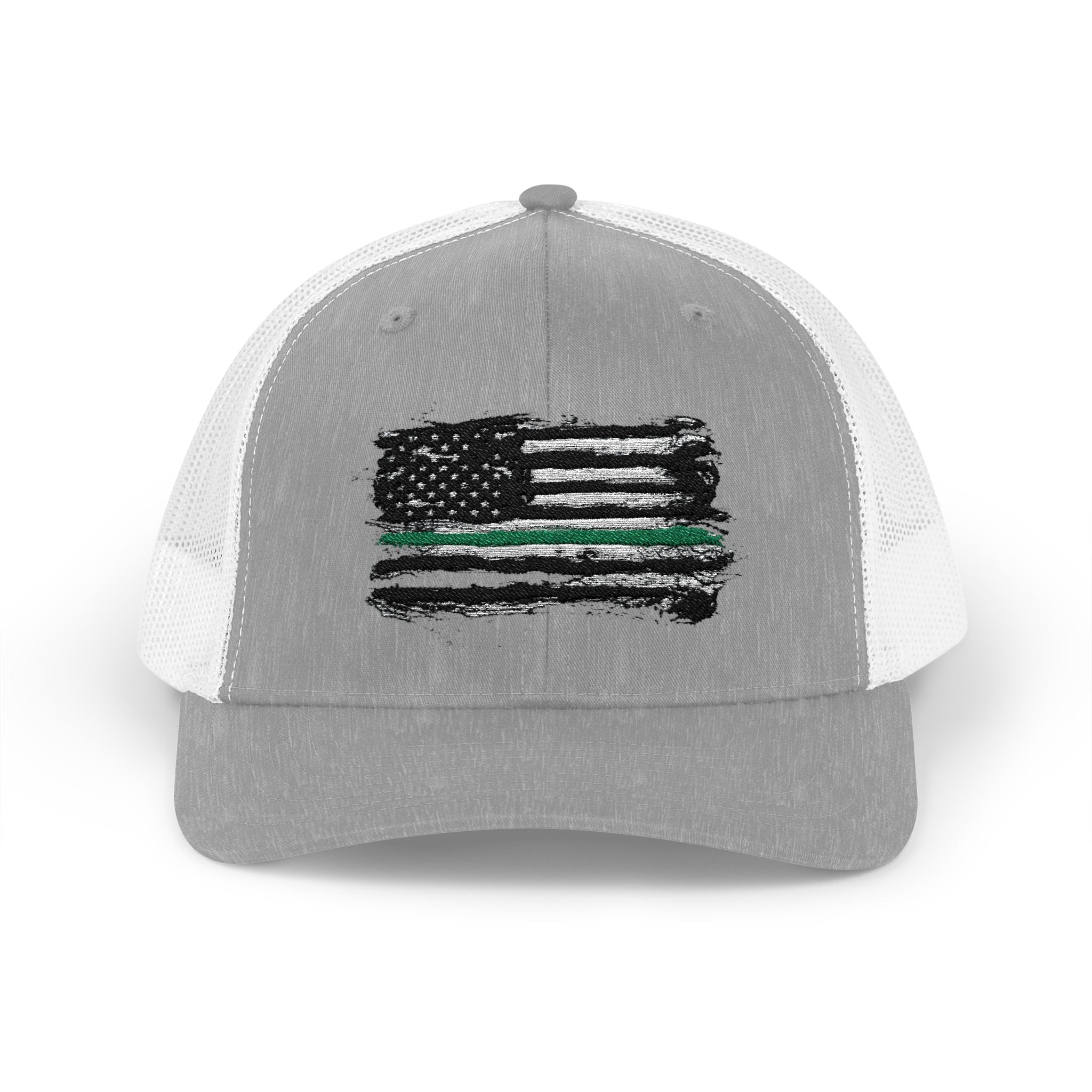 Thin Green Line Patriotic Snapback Trucker Cap with Thin Red Line Design, Ideal for First Responders, Supportive Gifts, Everyday Wear