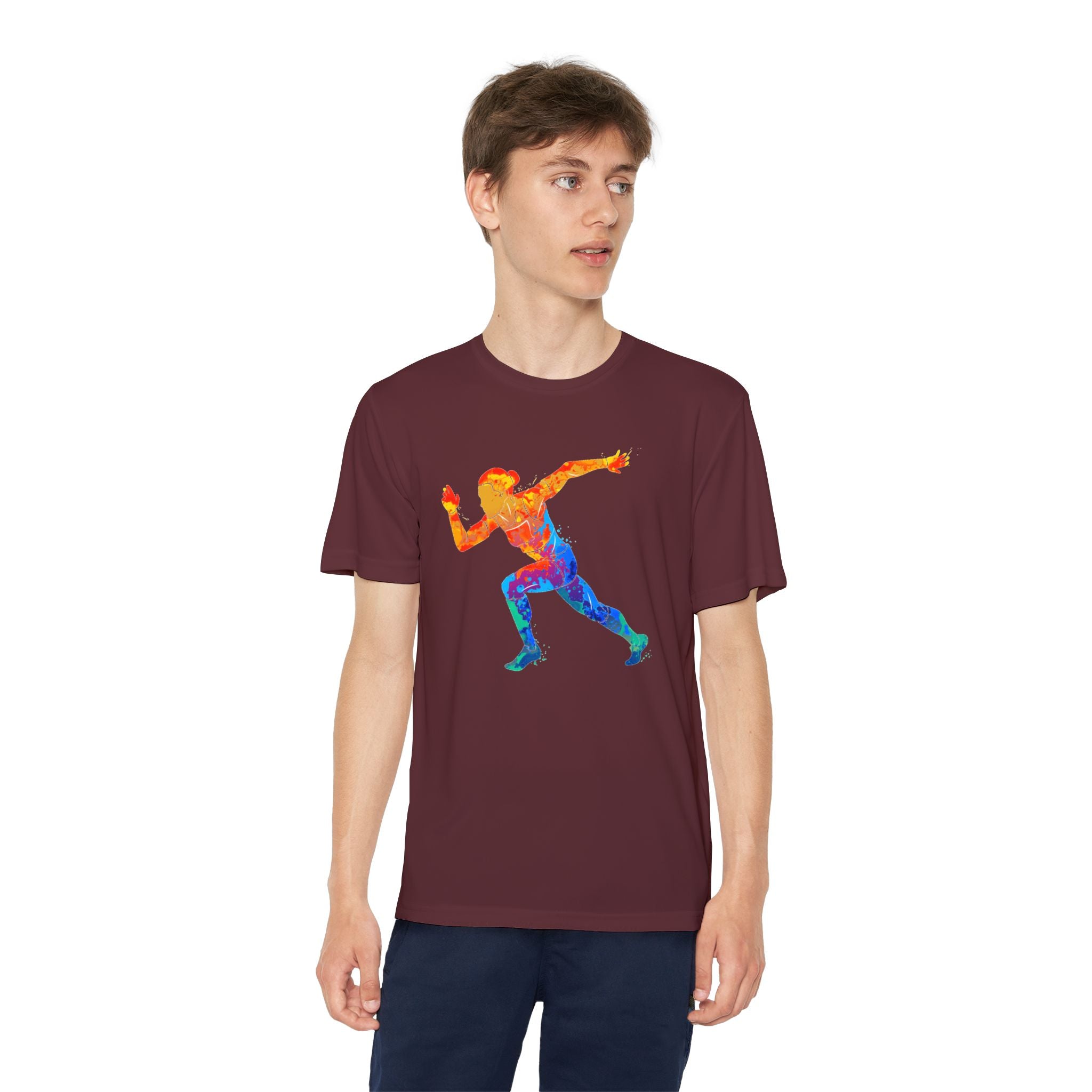 Running Youth T-Shirt Sports Graphic Tee, Cool Athletic Shirt for Kids, Perfect for Sports Events, Team Spirit