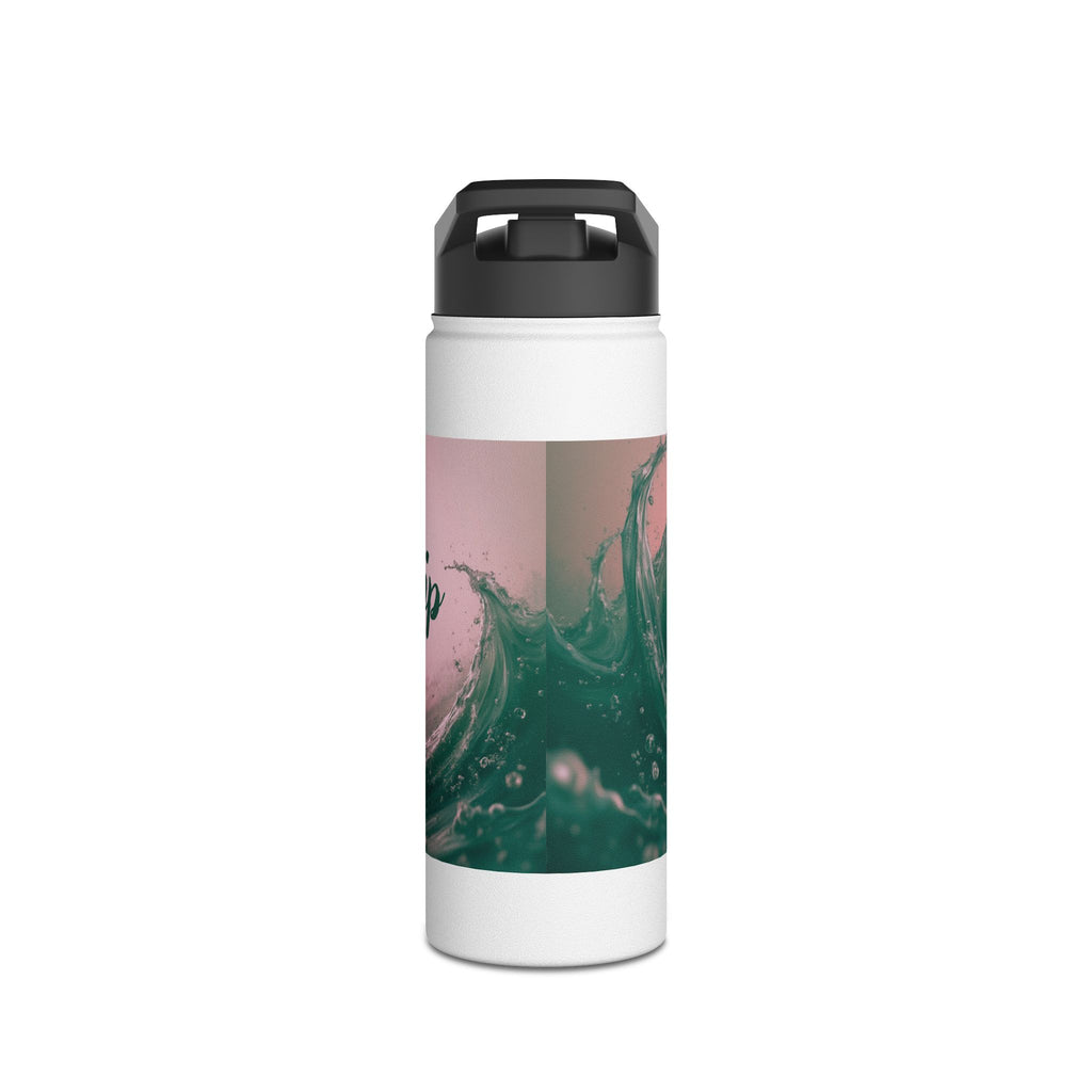Aqua Wave Stainless Steel Water Bottle, Hydration Gift, Outdoor Adventure, Beach Vibes, Eco-Friendly, Travel Companion