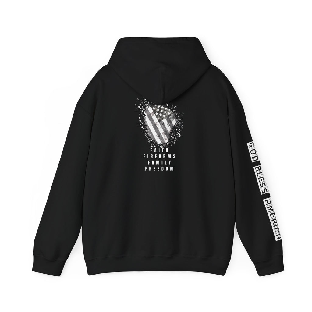 Faith Family Firearms Freedom Hooded Sweatshirt with Faith, Family, Firearms & Freedom Design - Unisex Cozy Wear for Celebrations