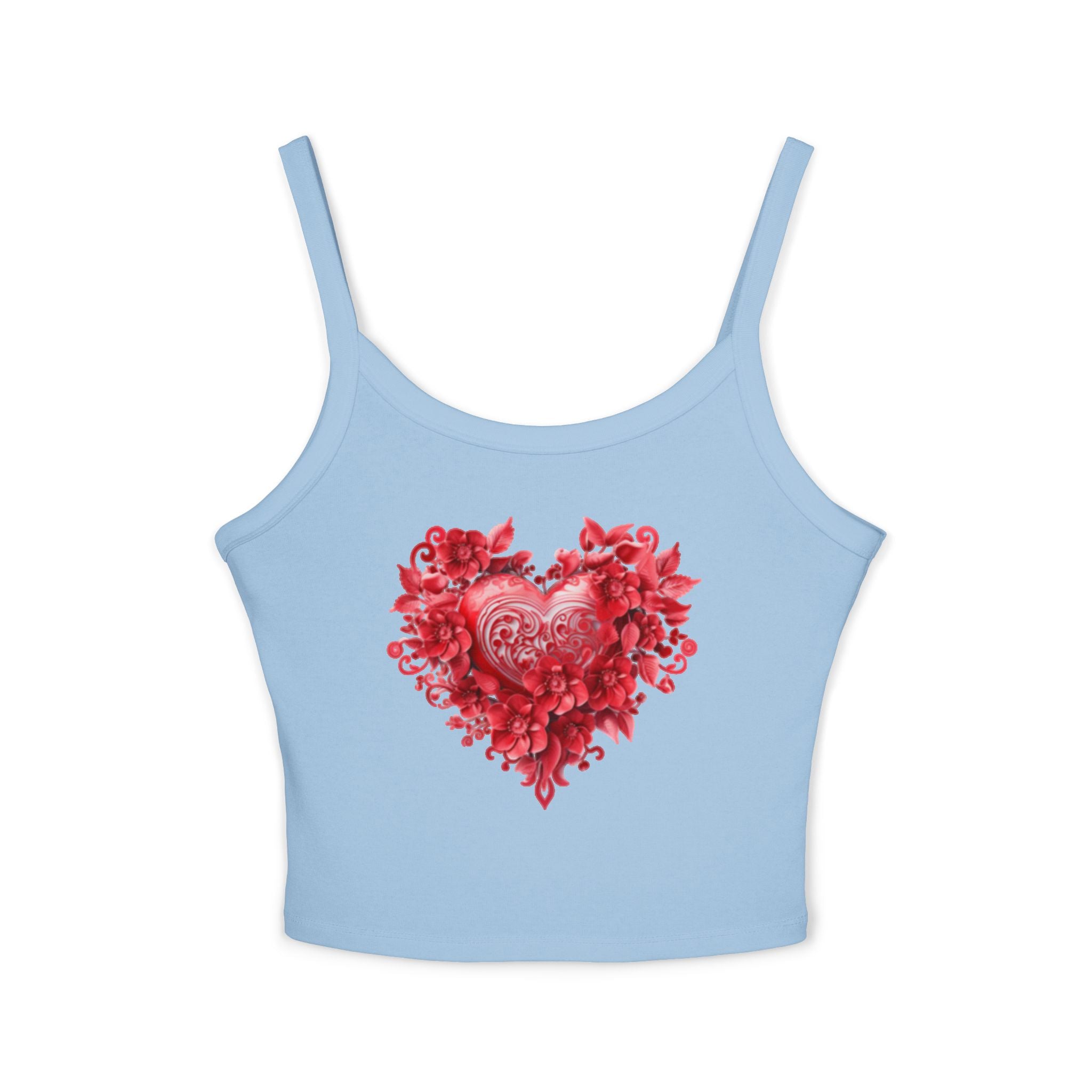 Heart Tank Top, Love Cami, Valentine's Day Shirt, Romantic Sleeveless Tee, Women's Summer Blouse, Cute Spaghetti Strap Tank