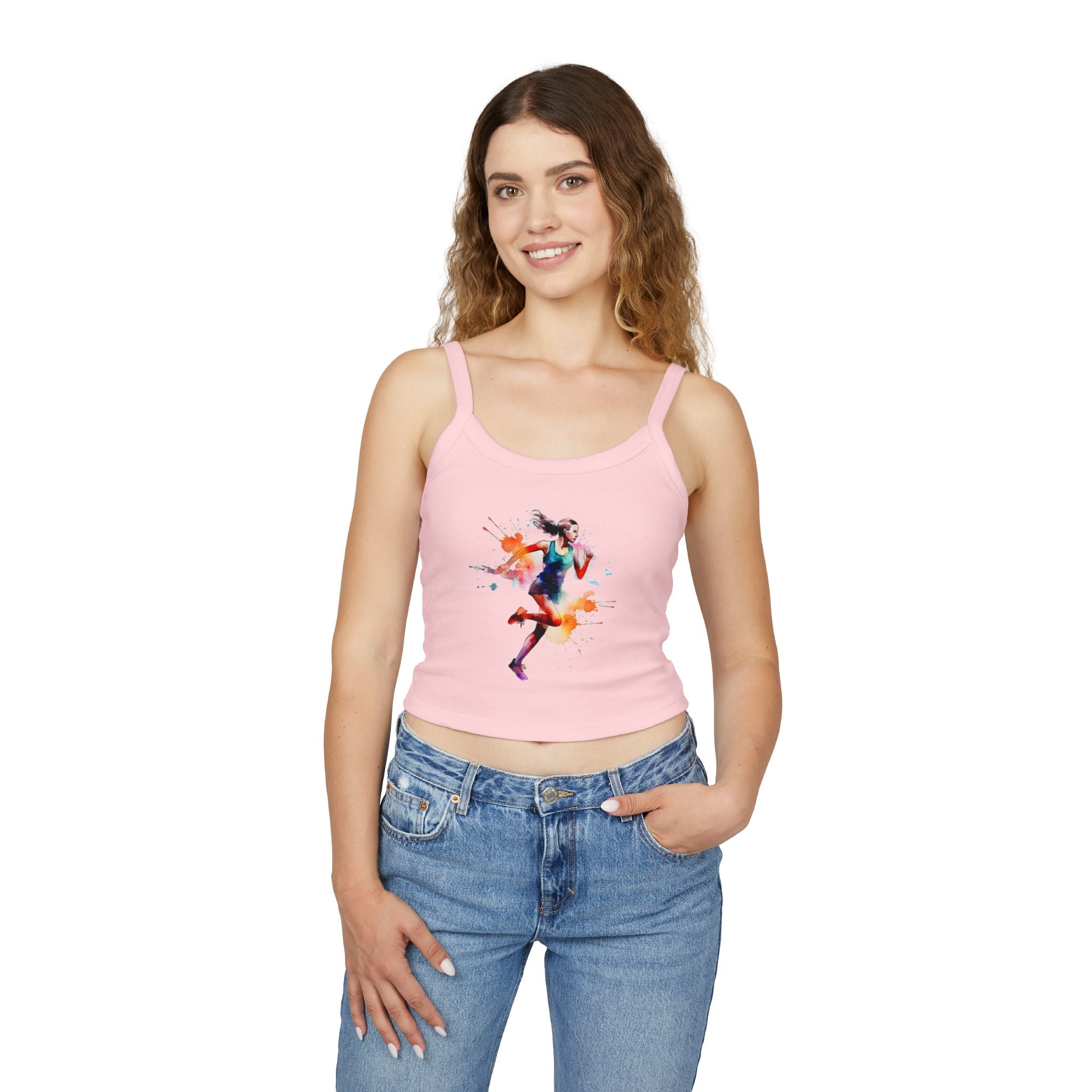 Running Woman Tank Top, Athletic Workout Top, Fitness Sleeveless Shirt, Jogging Muscle Tee, Exercise Gym Cami