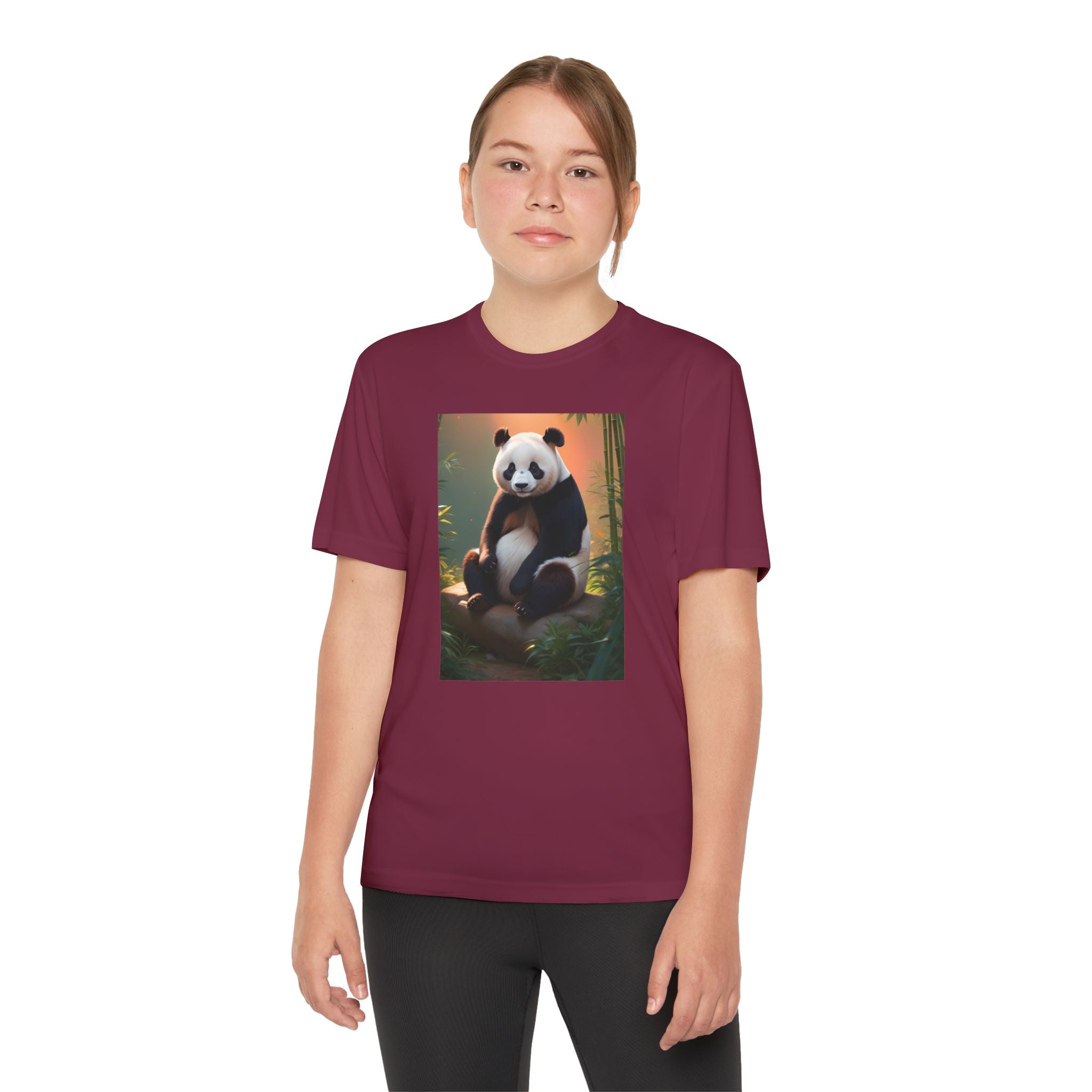 Panda Youth Tee Shirt, Kids Animal Graphic Top, Cute Black and White Tee, Children's Zoo Theme Shirt, Bamboo Bear Shirt, Kid's Nature Gift
