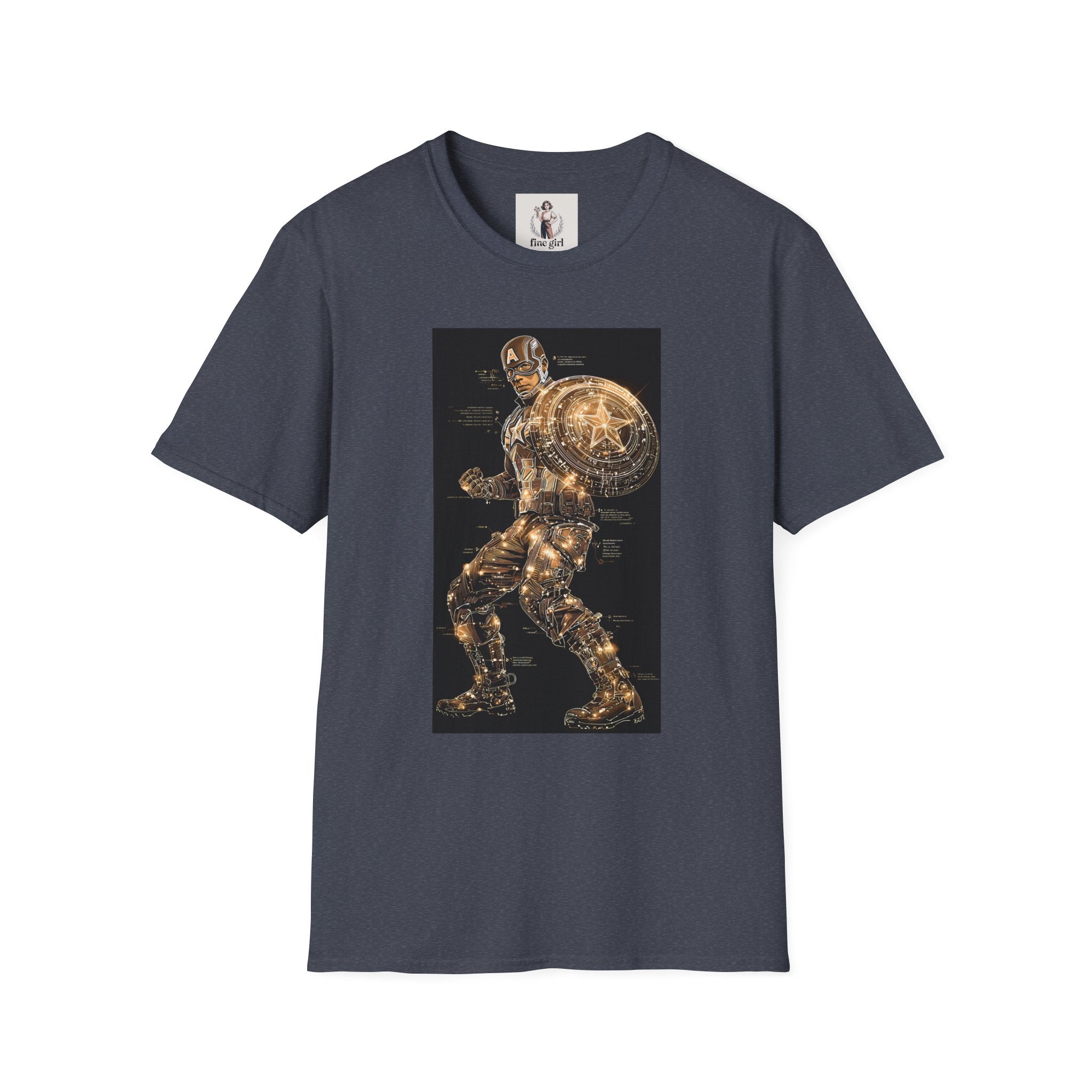 Captain America Superhero Marvel Unisex Softstyle T-Shirt, Comic Book Tee, Geeky Clothing, Cosplay Costume Top