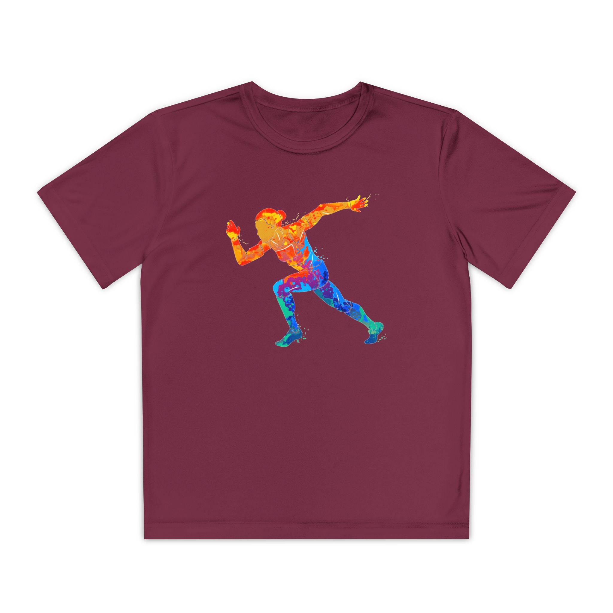 Running Youth T-Shirt Sports Graphic Tee, Cool Athletic Shirt for Kids, Perfect for Sports Events, Team Spirit