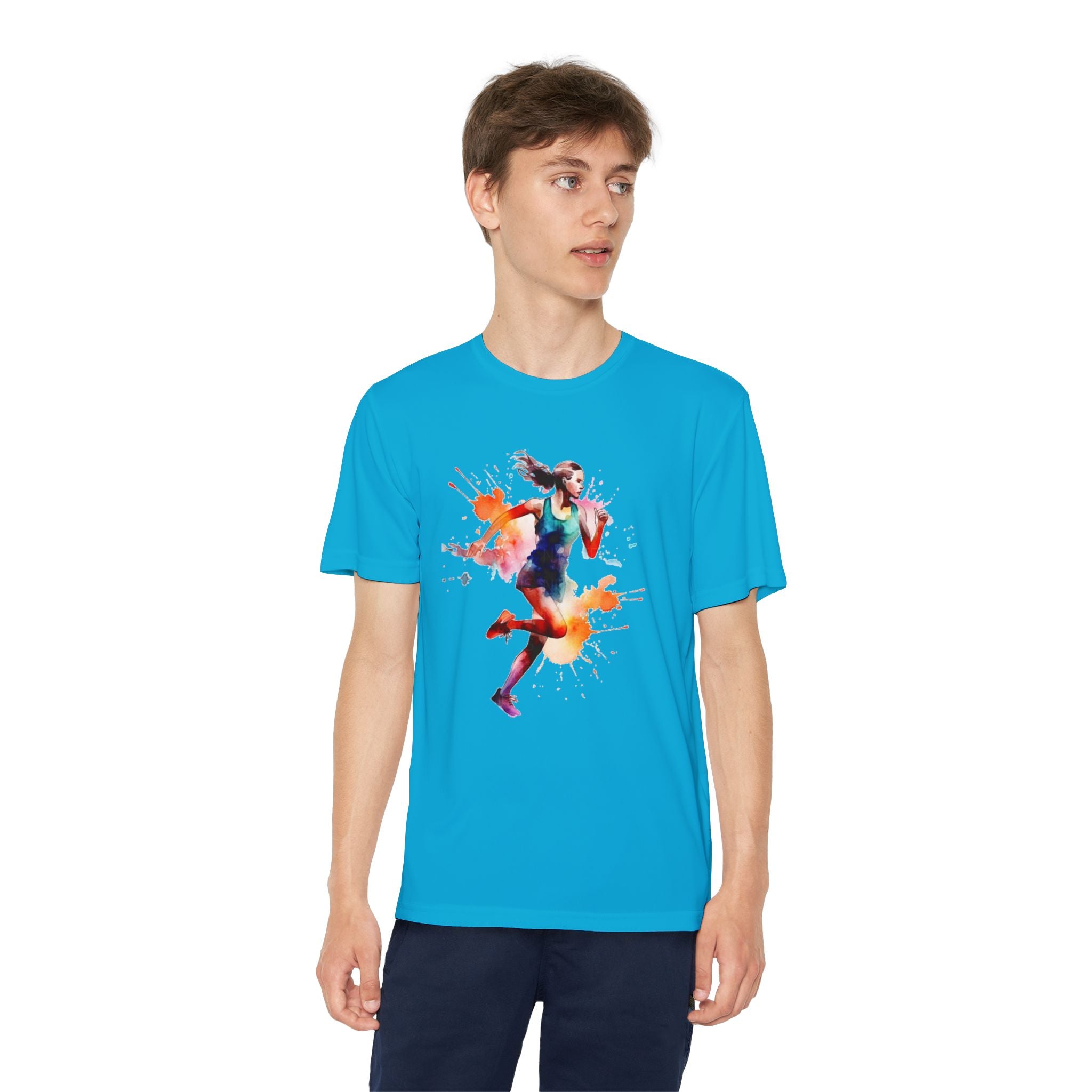 Running Youth T-Shirt Sports Graphic Tee, Cool Athletic Shirt for Kids, Perfect for Sports Events, Team Spirit