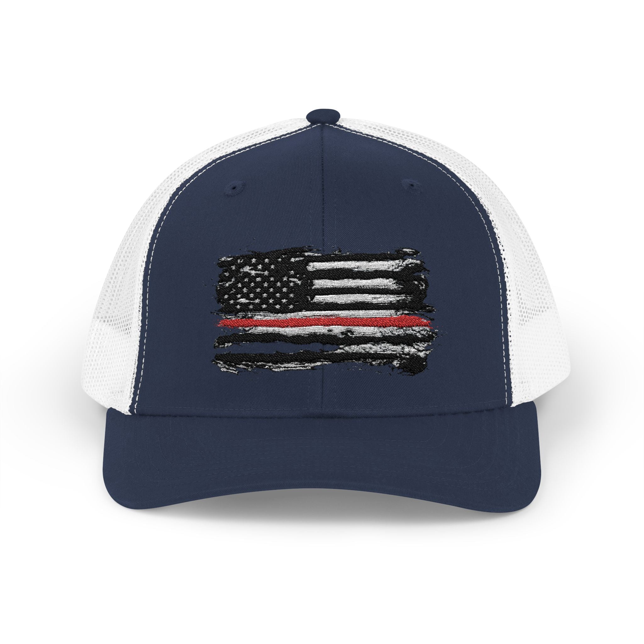 Thin Red Line Patriotic Snapback Trucker Cap with Thin Red Line Design, Ideal for First Responders, Supportive Gifts, Everyday Wear