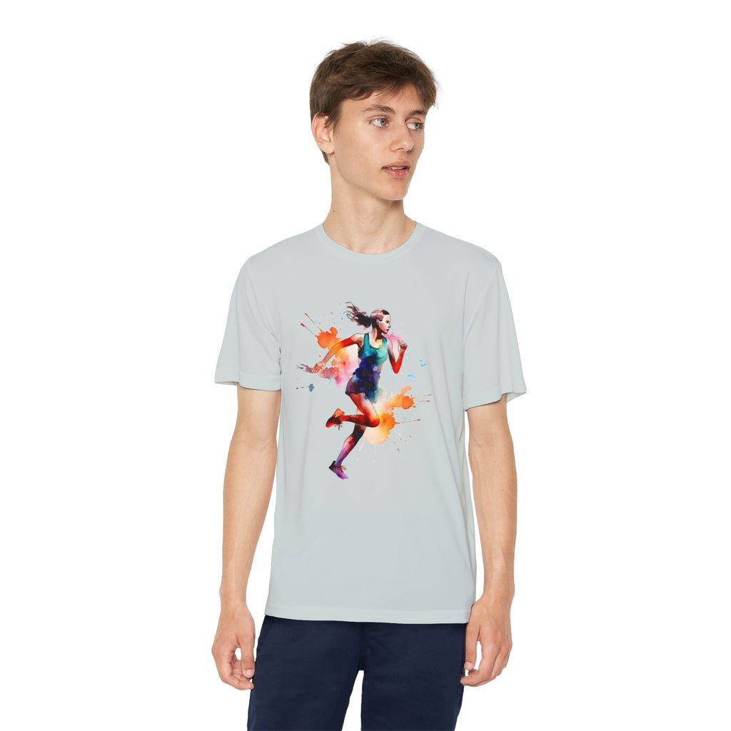 Running Youth T-Shirt Sports Graphic Tee, Cool Athletic Shirt for Kids, Perfect for Sports Events, Team Spirit