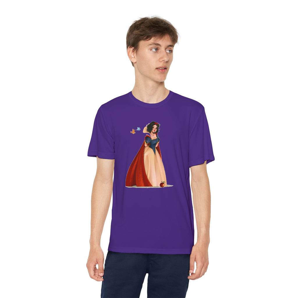 Snow White Youth T-Shirt Sports Graphic Tee, Cool Athletic Shirt for Kids, Perfect for Sports Events, Team Spirit