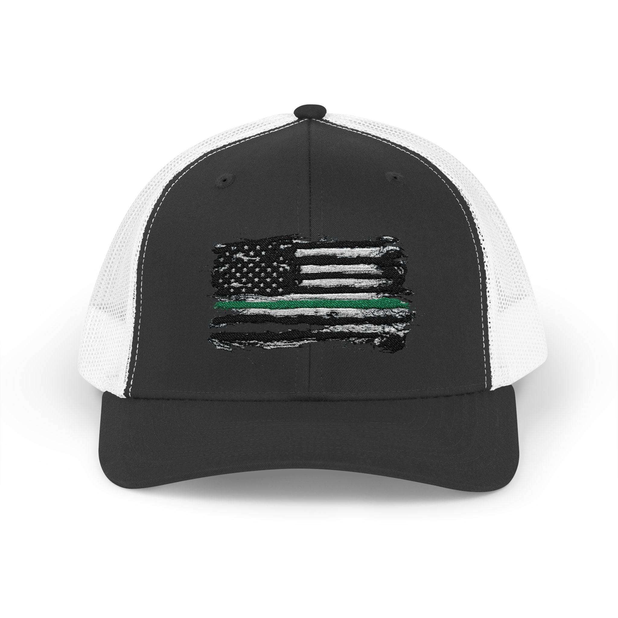 Thin Green Line Patriotic Snapback Trucker Cap with Thin Red Line Design, Ideal for First Responders, Supportive Gifts, Everyday Wear