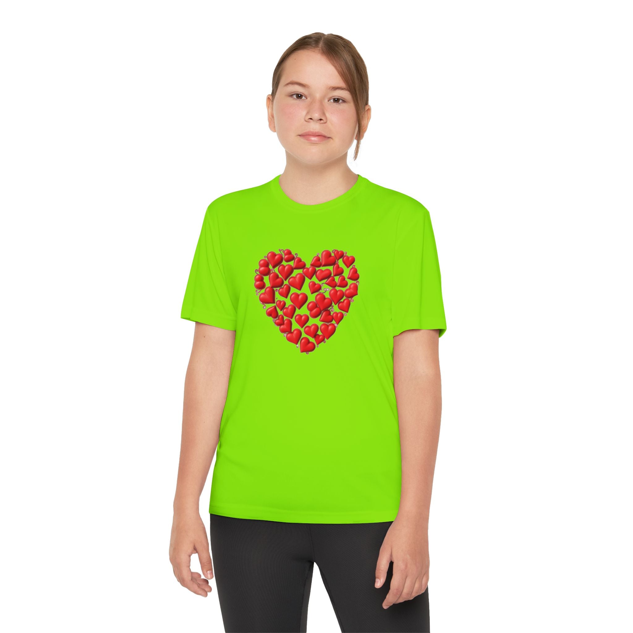 Heart Youth T-Shirt Sports Graphic Tee, Cool Athletic Shirt for Kids, Perfect for Sports Events, Team Spirit