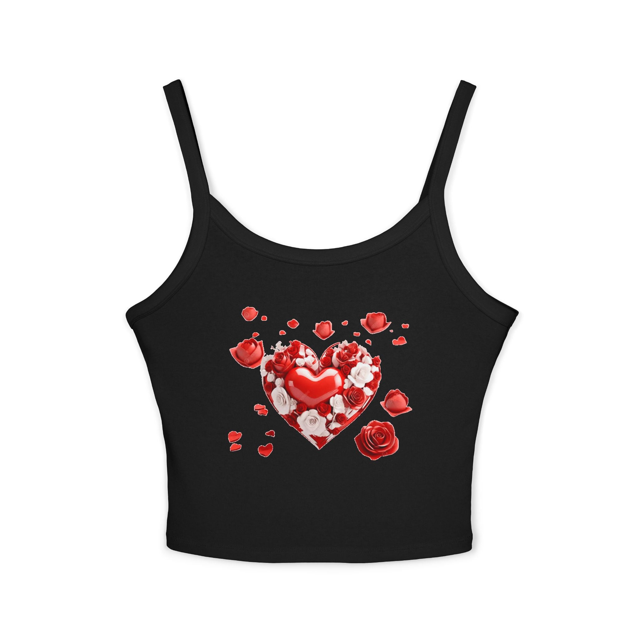 Heart Tank Top, Love Cami, Valentine's Day Shirt, Romantic Sleeveless Tee, Women's Summer Blouse, Cute Spaghetti Strap Tank