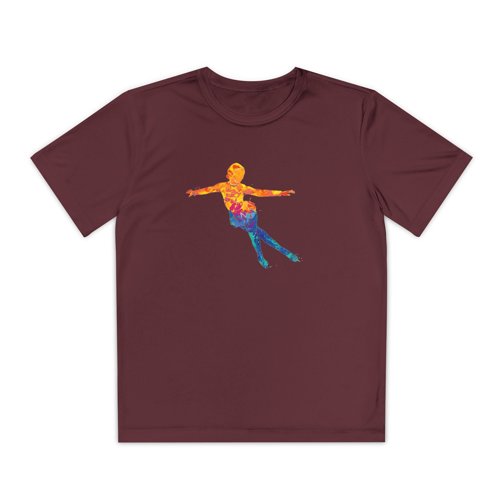 Ice Skating Youth Sports Graphic Tee, Cool Athletic Shirt for Kids, Perfect for Sports Events, Team Spirit, Birthday Gift, Summer Activities