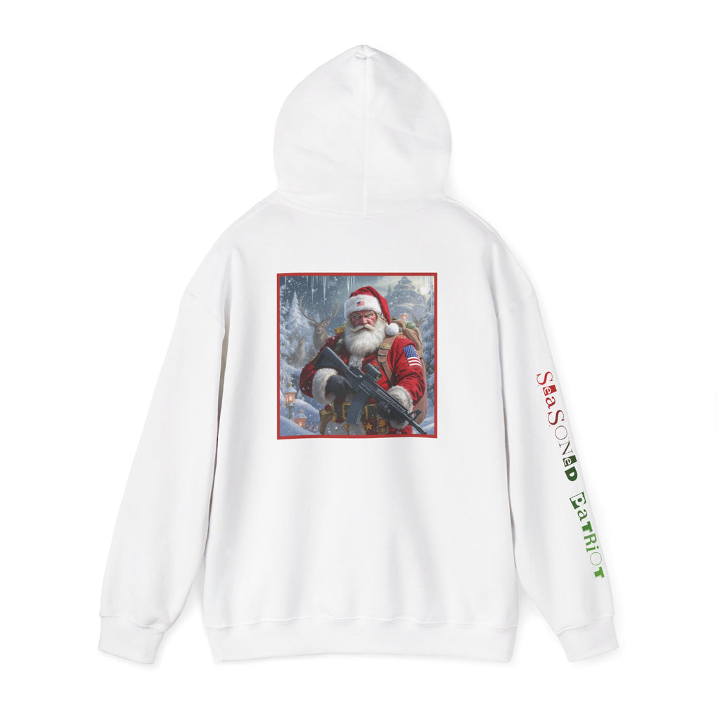 Christmas Santa Claus Patriotic USA Hoodie, Sweatshirt, Unisex Hooded Pullover, Holiday Outerwear, Festive Winter Apparel