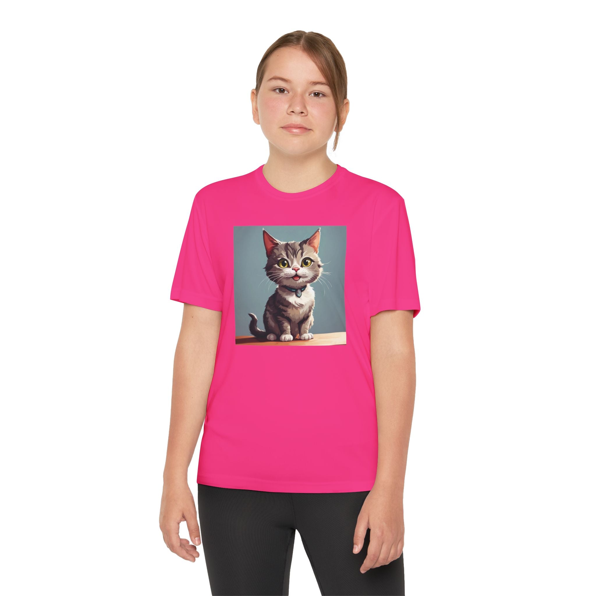 Youth Tee, Cute Kitten Graphic Shirt for Kids, Cat Lover Gift, Animal Theme Top, Children's Clothing, Feline Print Apparel