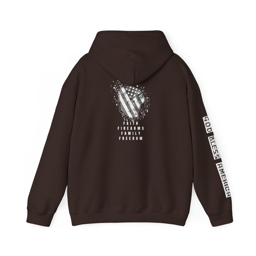 Faith Family Firearms Freedom Hooded Sweatshirt with Faith, Family, Firearms & Freedom Design - Unisex Cozy Wear for Celebrations