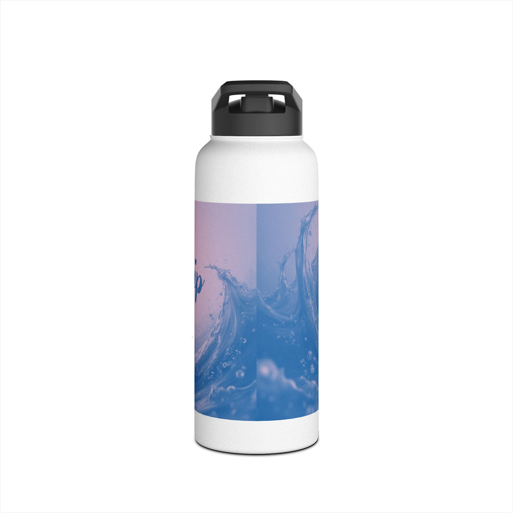 Aqua Wave Stainless Steel Water Bottle, Hydration Gift, Outdoor Adventure, Beach Vibes, Eco-Friendly, Travel Companion