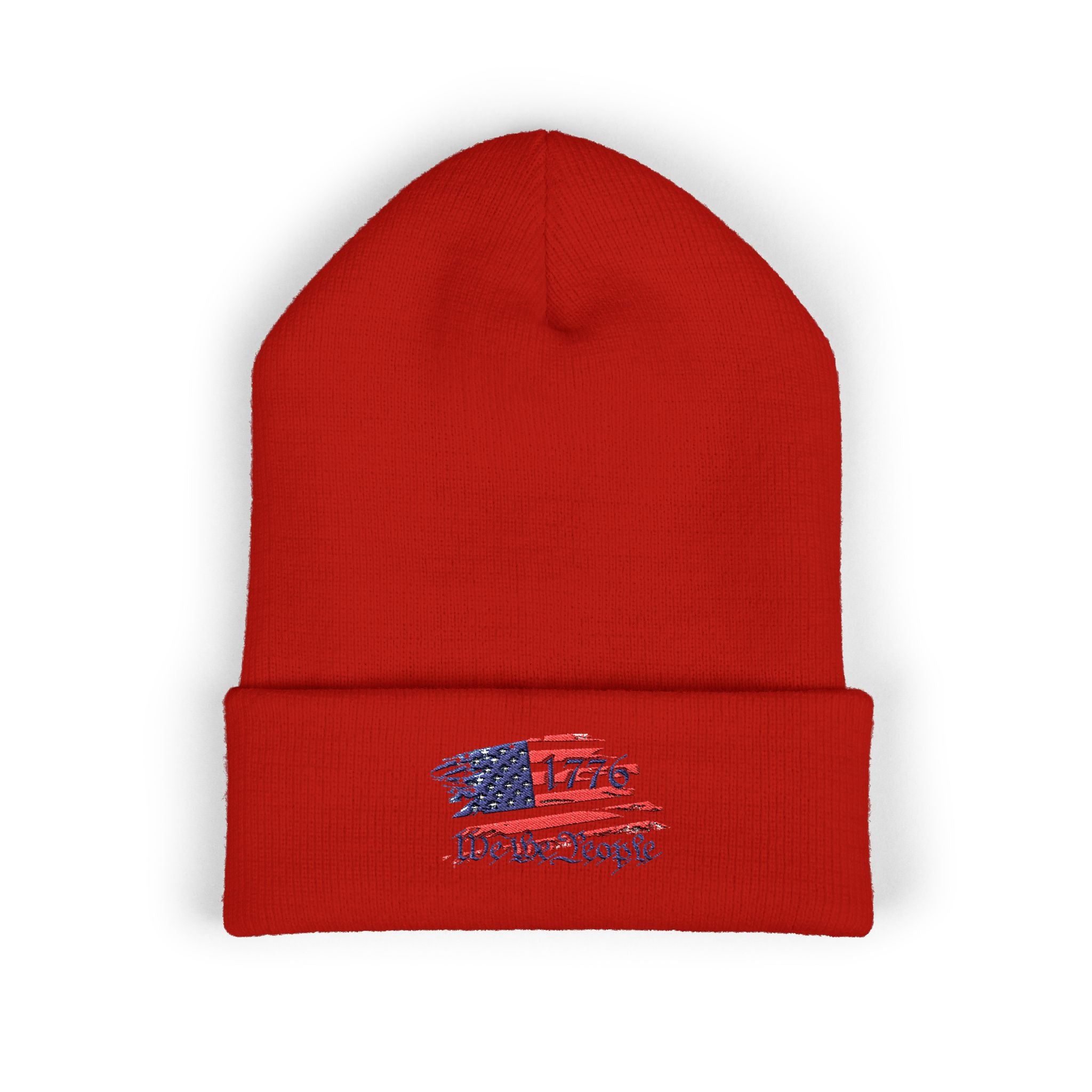 Embroidered Patriotic Beanie, USA Flag Knit Cap, American Pride Winter Hat, Red White Blue Headwear, Independence Day Gift
