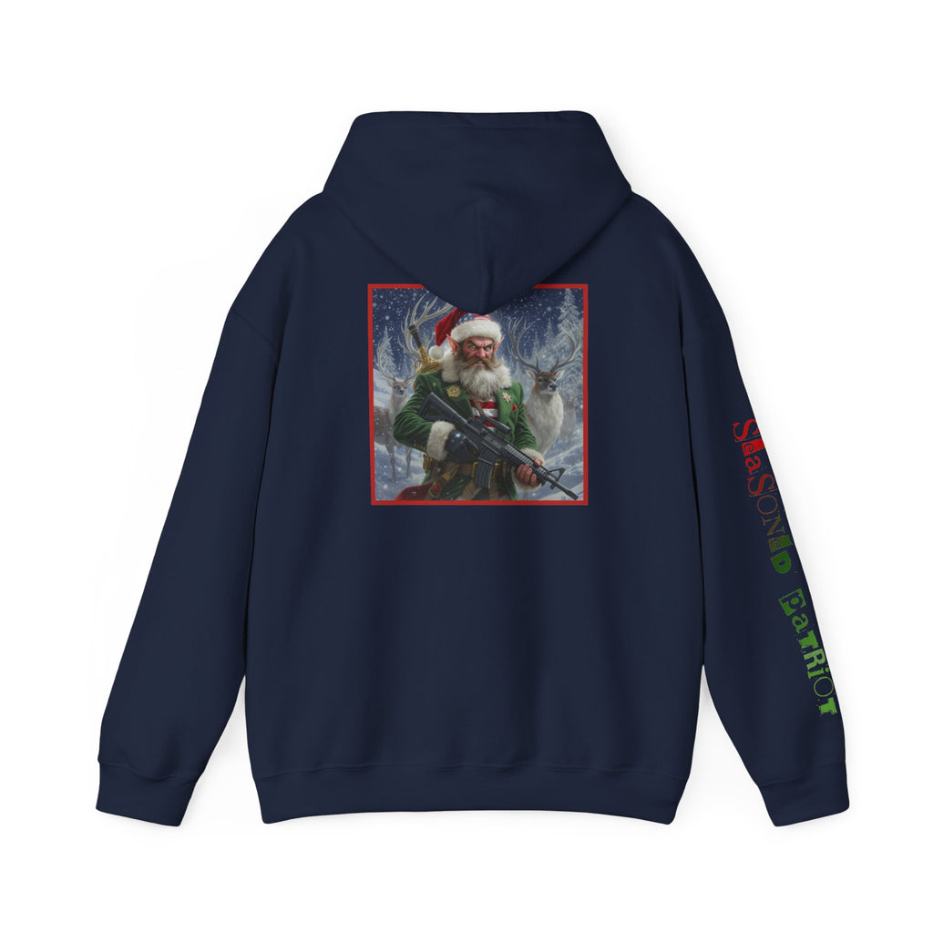 Christmas Elf Patriotic USA Hoodie, Sweatshirt, Unisex Hooded Pullover, Holiday Outerwear, Festive Winter Apparel