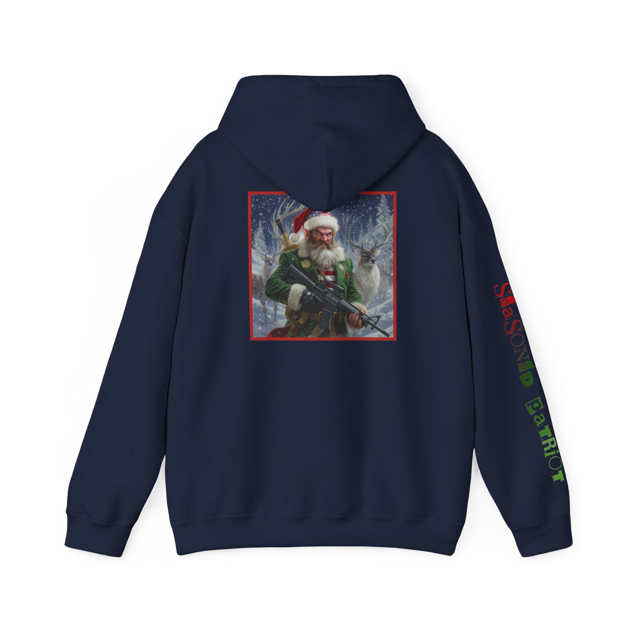 Christmas Elf Patriotic USA Hoodie, Sweatshirt, Unisex Hooded Pullover, Holiday Outerwear, Festive Winter Apparel