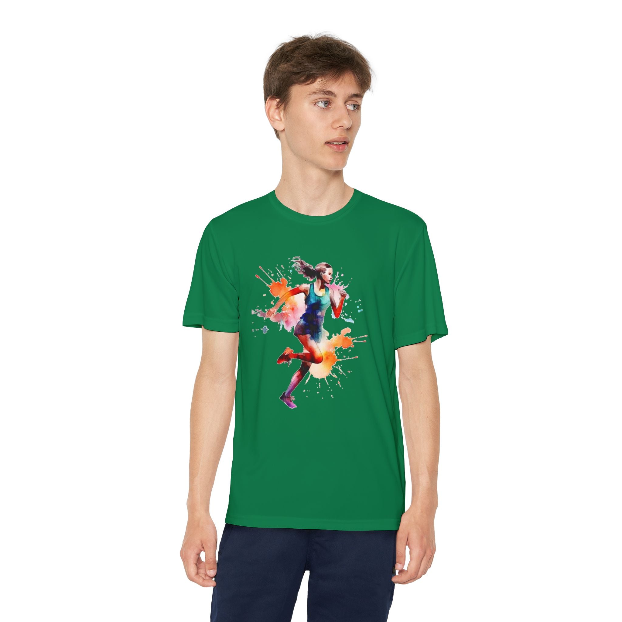 Running Youth T-Shirt Sports Graphic Tee, Cool Athletic Shirt for Kids, Perfect for Sports Events, Team Spirit
