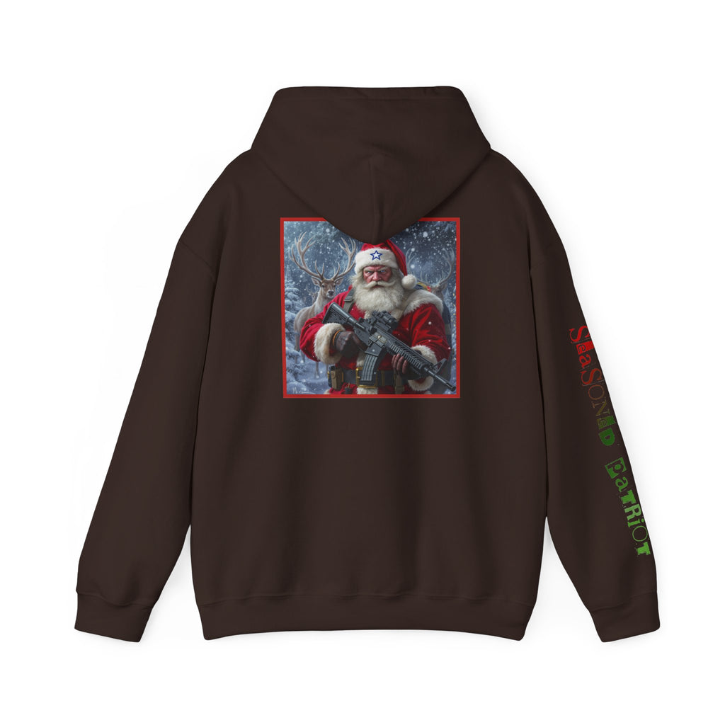 Christmas Santa Claus Patriotic USA Hoodie, Sweatshirt, Unisex Hooded Pullover, Holiday Outerwear, Festive Winter Apparel