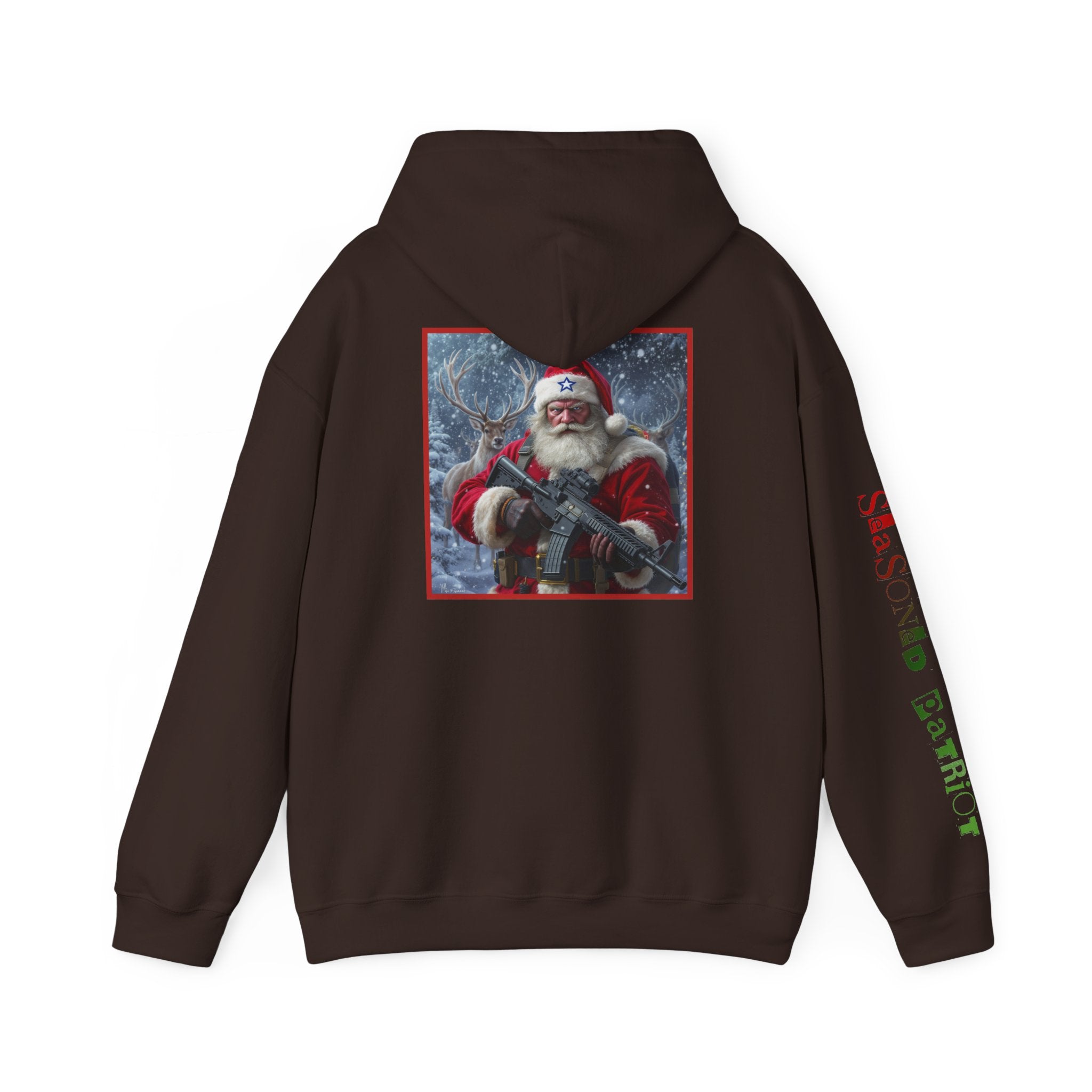 Christmas Santa Claus Patriotic USA Hoodie, Sweatshirt, Unisex Hooded Pullover, Holiday Outerwear, Festive Winter Apparel