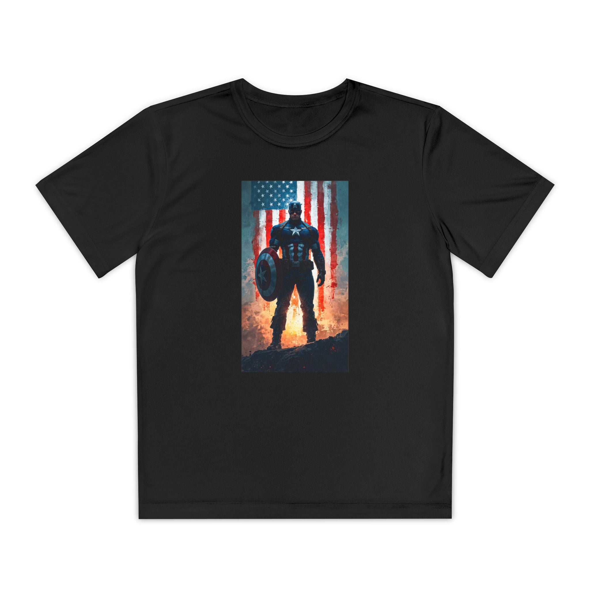 Captain America Superhero Marvel Patriotic, Kids Graphic T-Shirt, Boys Hero Top, Girls Comic Book Clothing, Birthday