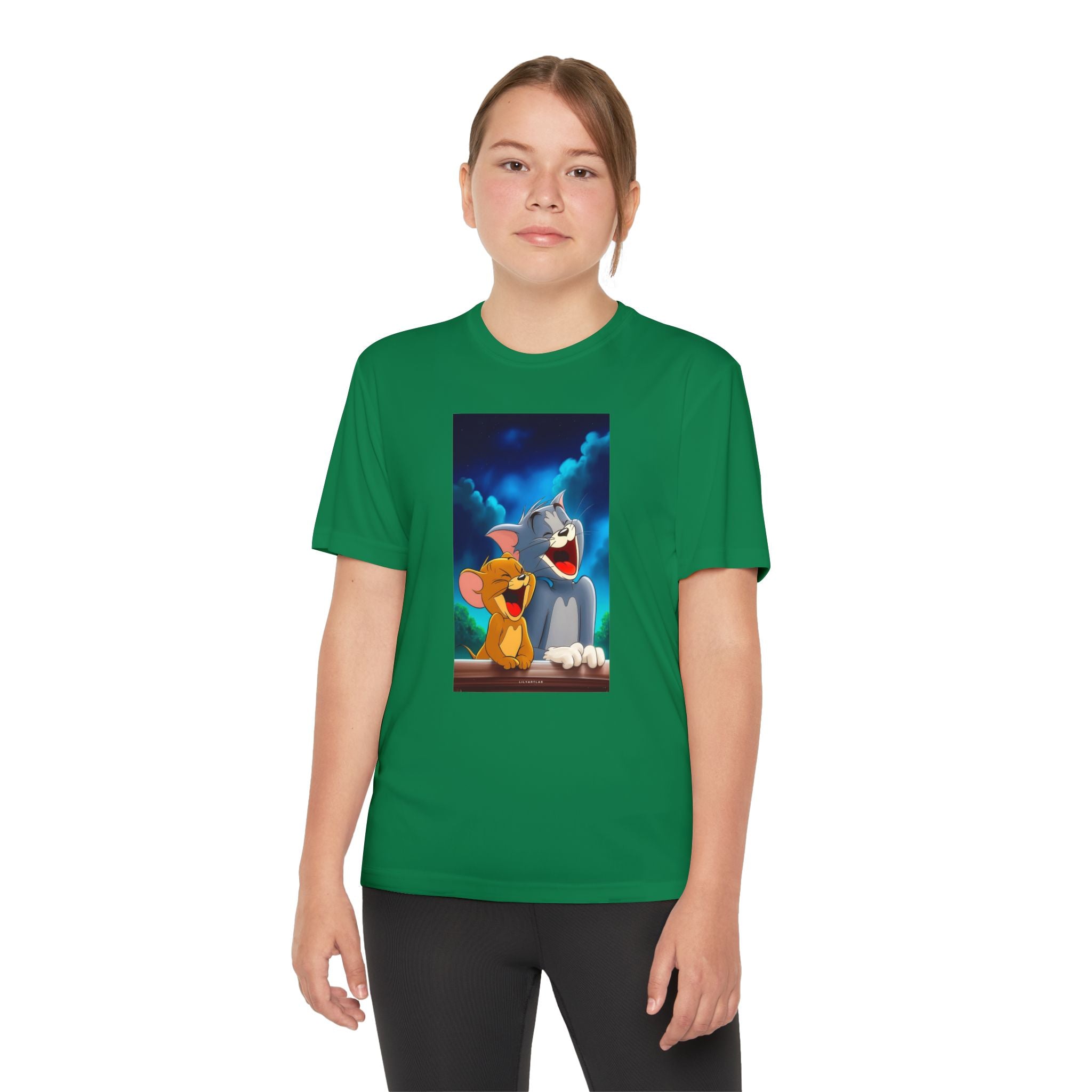 Youth Competitor Tee with Tom And Jerry design, Cartoon Graphic Kid's T-Shirt, Kids Tee, Children's Clothing, Funny Tee for Boys and Girls