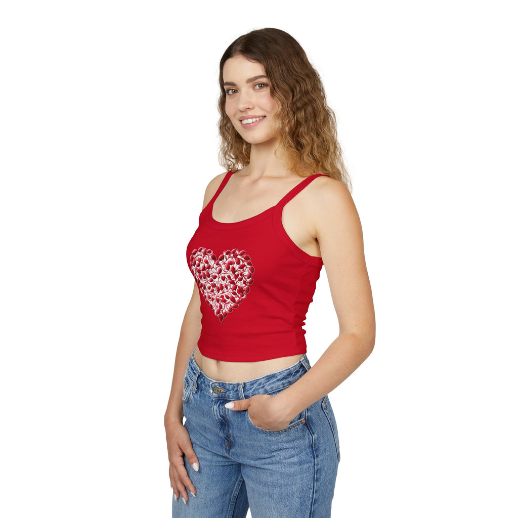 Heart Tank Top, Love Cami, Valentine's Day Shirt, Romantic Sleeveless Tee, Women's Summer Blouse, Cute Spaghetti Strap Tank
