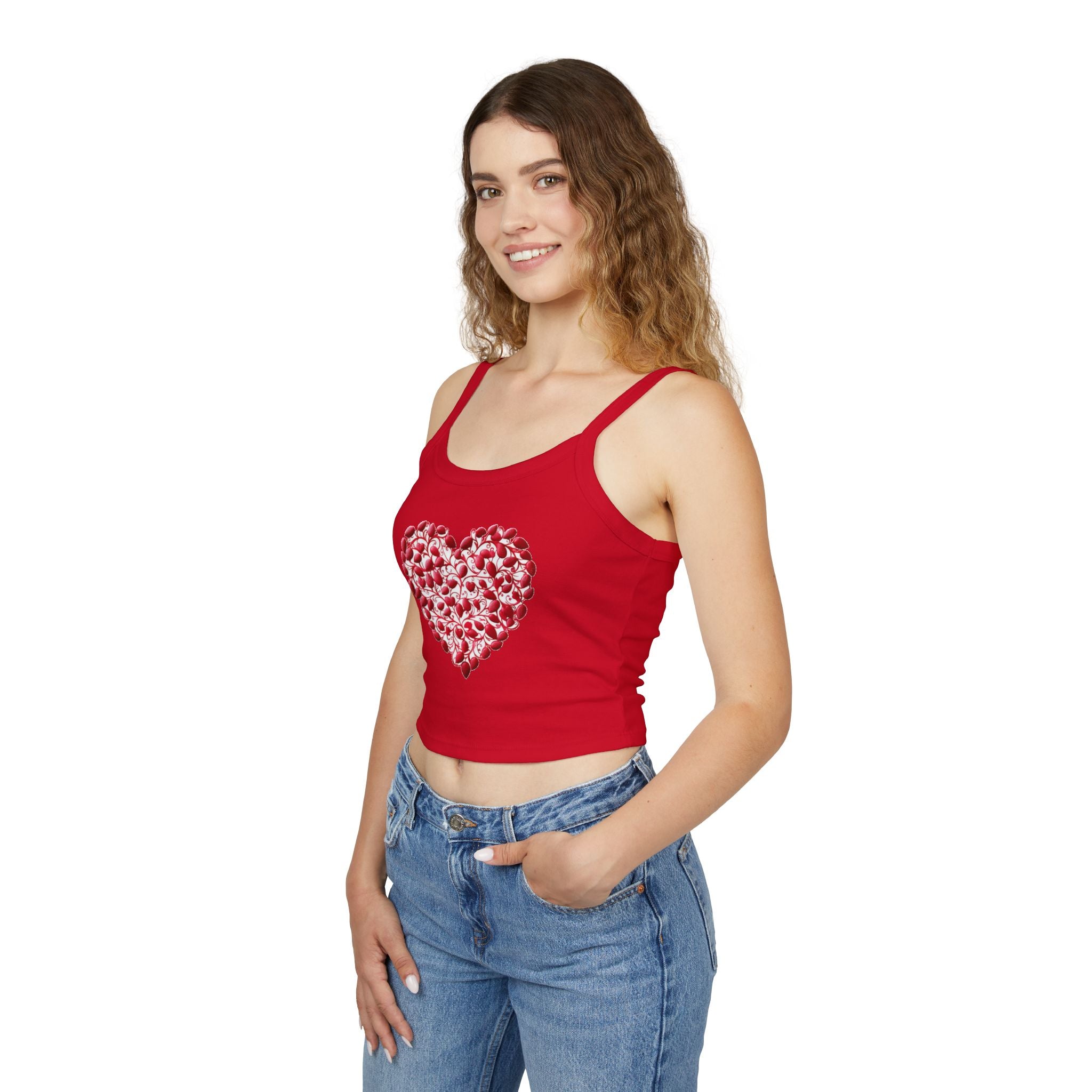 Heart Tank Top, Love Cami, Valentine's Day Shirt, Romantic Sleeveless Tee, Women's Summer Blouse, Cute Spaghetti Strap Tank