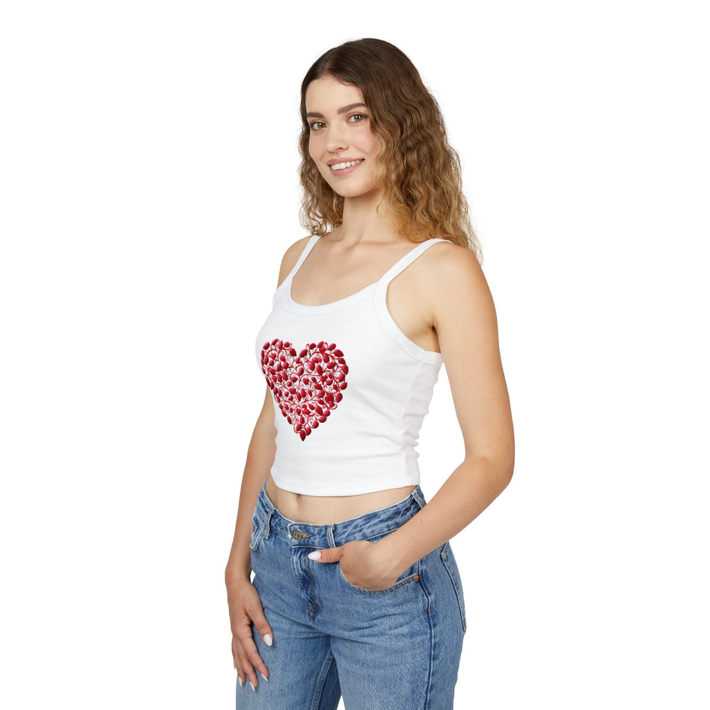 Heart Tank Top, Love Cami, Valentine's Day Shirt, Romantic Sleeveless Tee, Women's Summer Blouse, Cute Spaghetti Strap Tank