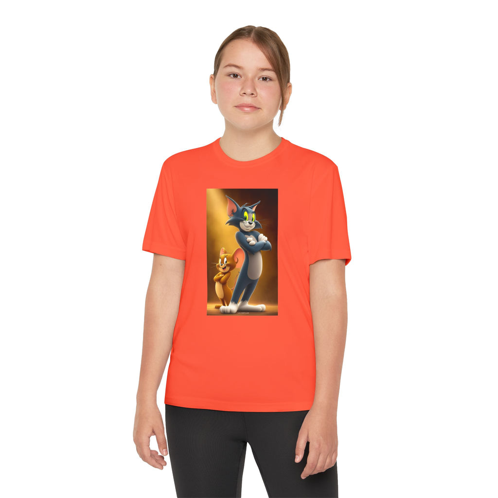 Youth Competitor Tee with Tom And Jerry design, Cartoon Graphic Kid's T-Shirt, Kids Tee, Children's Clothing, Funny Tee for Boys and Girls