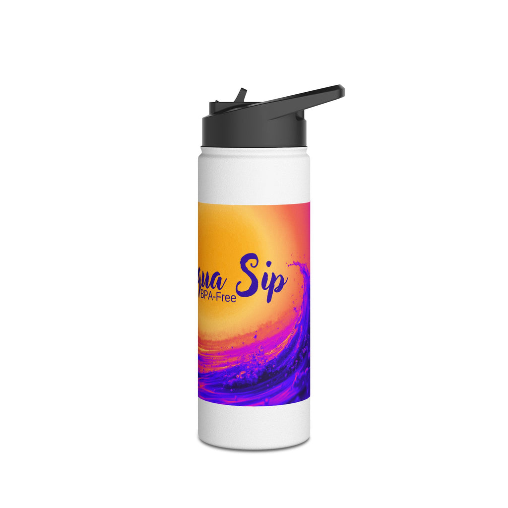 Aqua Wave Stainless Steel Water Bottle, Hydration Gift, Outdoor Adventure, Beach Vibes, Eco-Friendly, Travel Companion