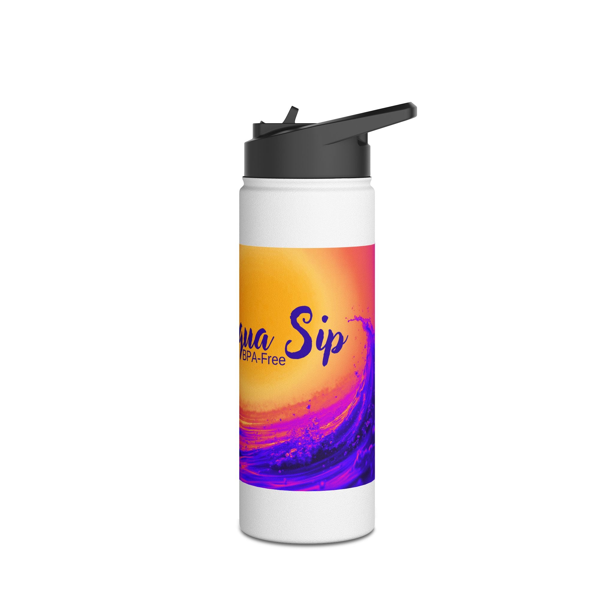 Aqua Wave Stainless Steel Water Bottle, Hydration Gift, Outdoor Adventure, Beach Vibes, Eco-Friendly, Travel Companion