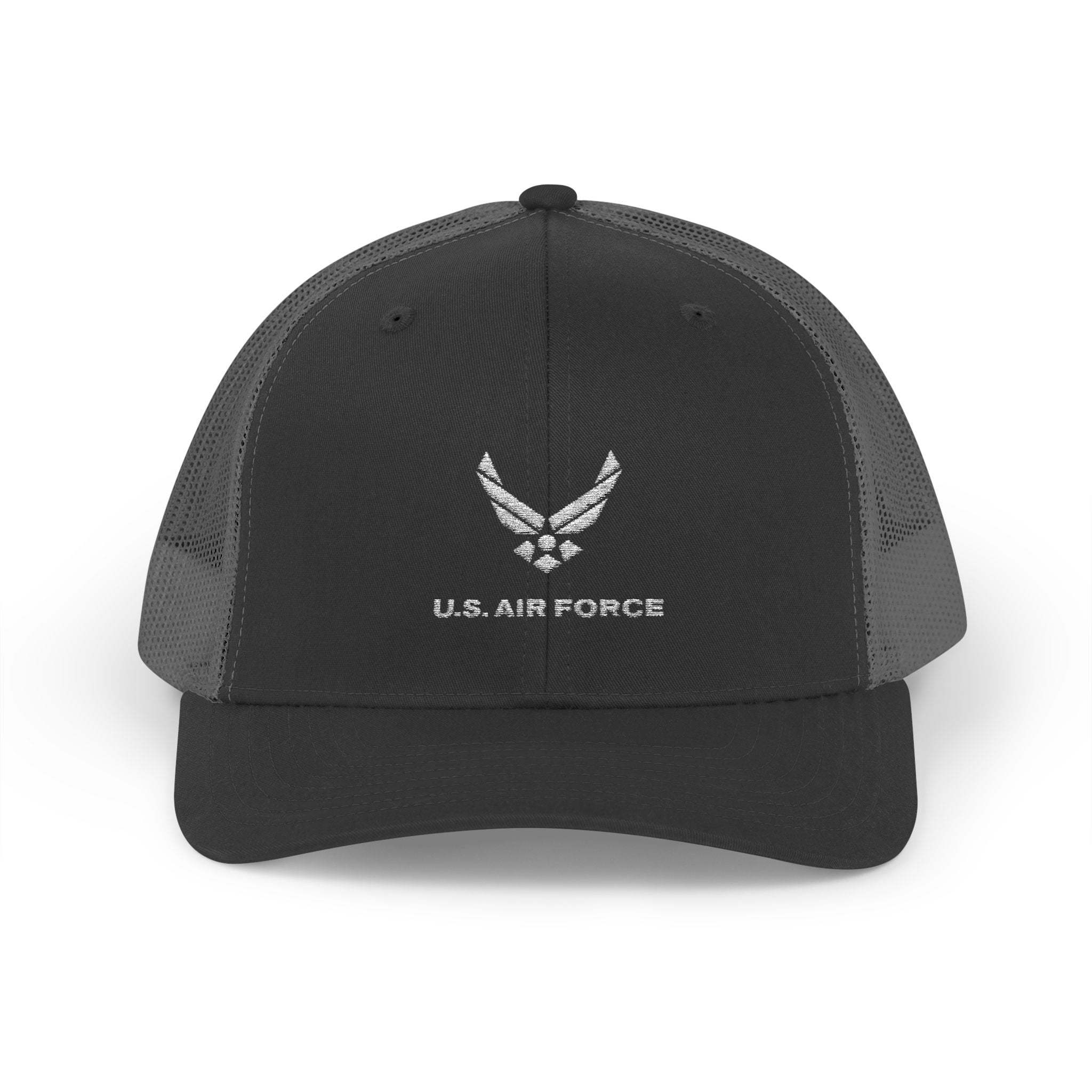 US Air Force Snapback Trucker Cap with Thin Red Line Design, Ideal for First Responders, Supportive Gifts, Memorials, Everyday Wear