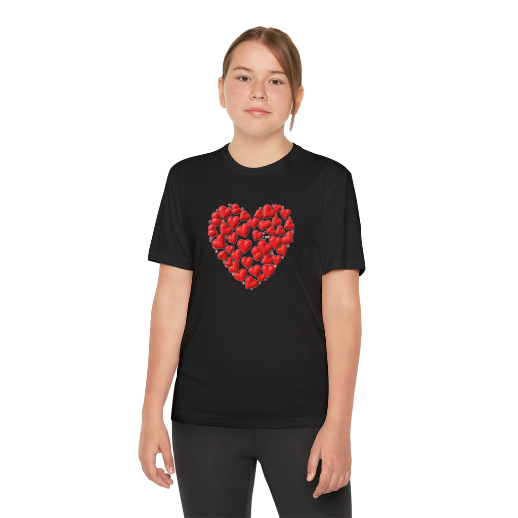 Heart Youth T-Shirt Sports Graphic Tee, Cool Athletic Shirt for Kids, Perfect for Sports Events, Team Spirit