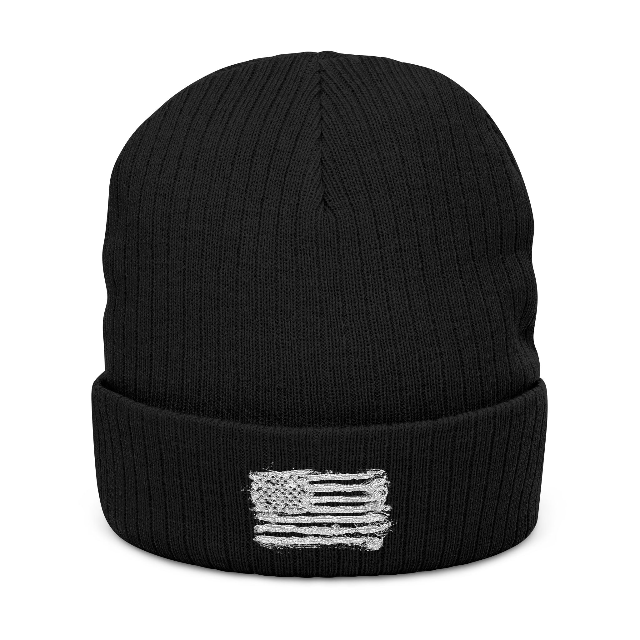 Stylish Embroidered Beanie with Patriotic Flag Design | Winter Hat, Cozy Headwear, Gifts for Him, Outdoor Apparel, Fashionable Knitwear