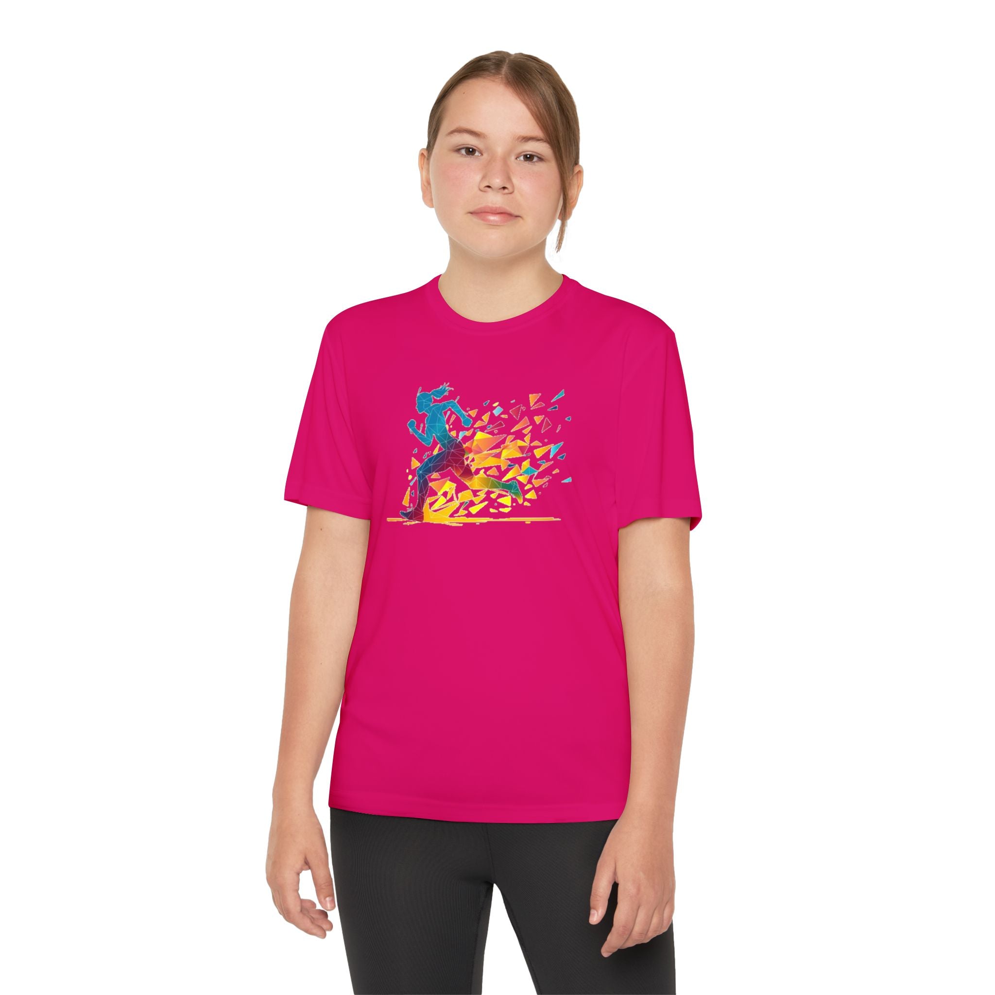 Running Youth T-Shirt Sports Graphic Tee, Cool Athletic Shirt for Kids, Perfect for Sports Events, Team Spirit