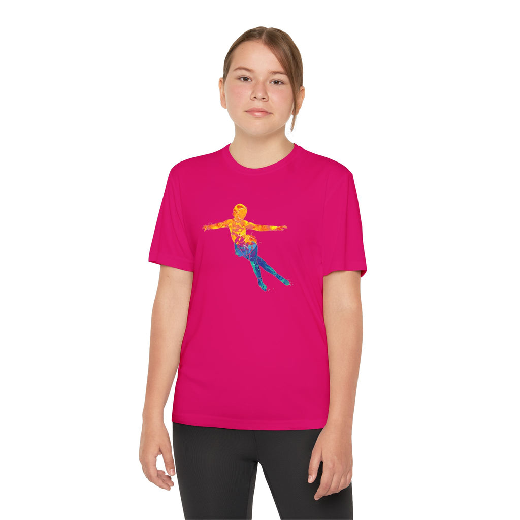 Ice Skating Youth Sports Graphic Tee, Cool Athletic Shirt for Kids, Perfect for Sports Events, Team Spirit, Birthday Gift, Summer Activities