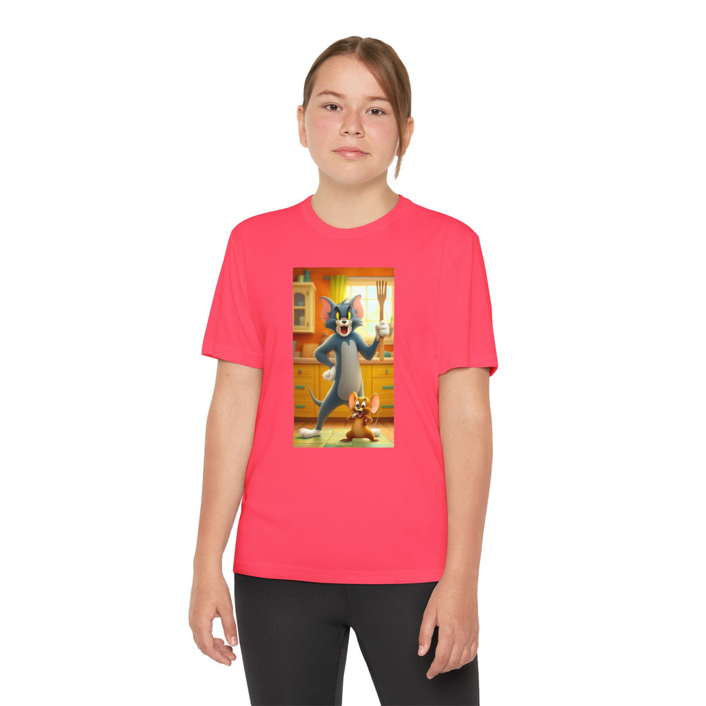 Youth Competitor Tee with Tom And Jerry design, Cartoon Graphic Kid's T-Shirt, Kids Tee, Children's Clothing, Funny Tee for Boys and Girls