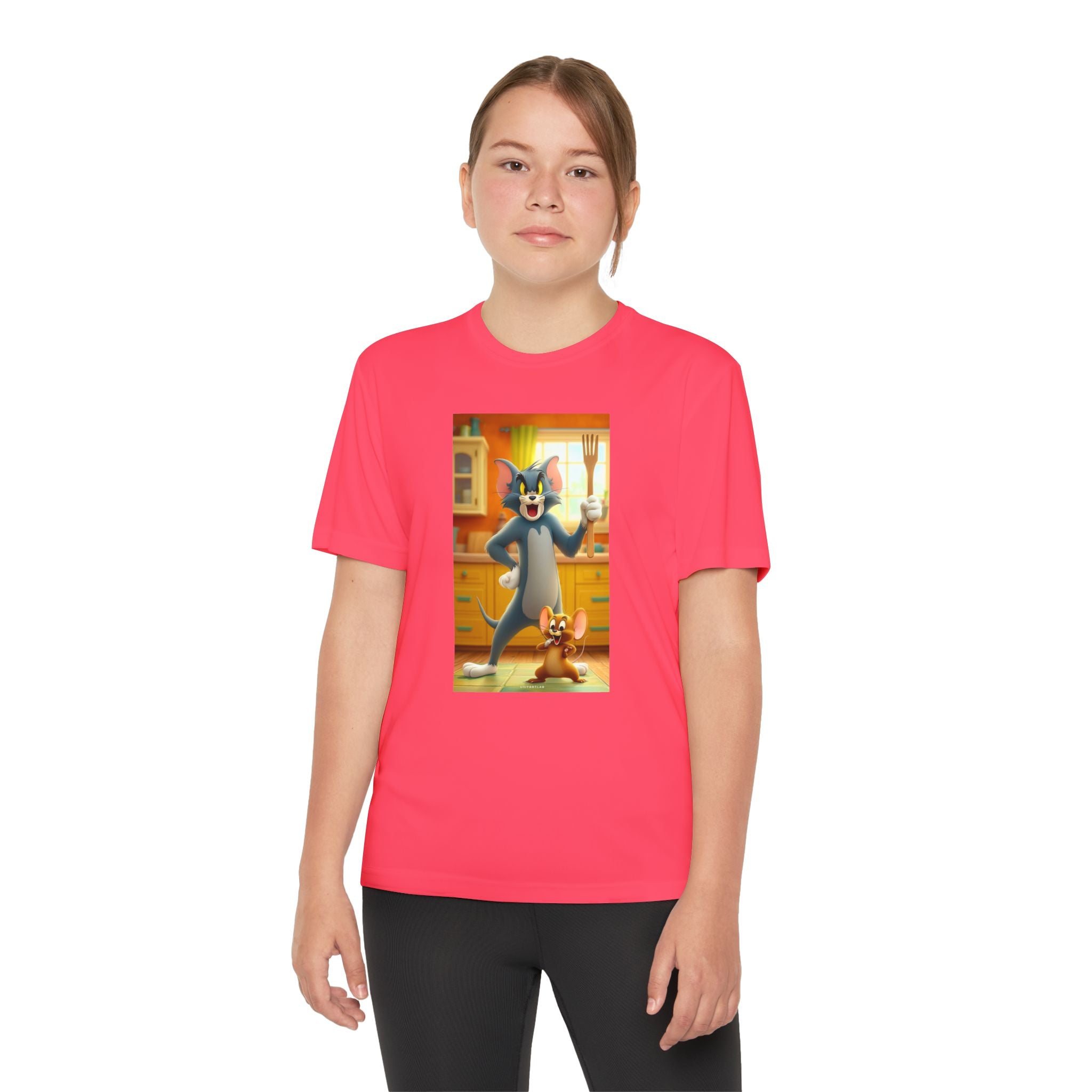 Youth Competitor Tee with Tom And Jerry design, Cartoon Graphic Kid's T-Shirt, Kids Tee, Children's Clothing, Funny Tee for Boys and Girls